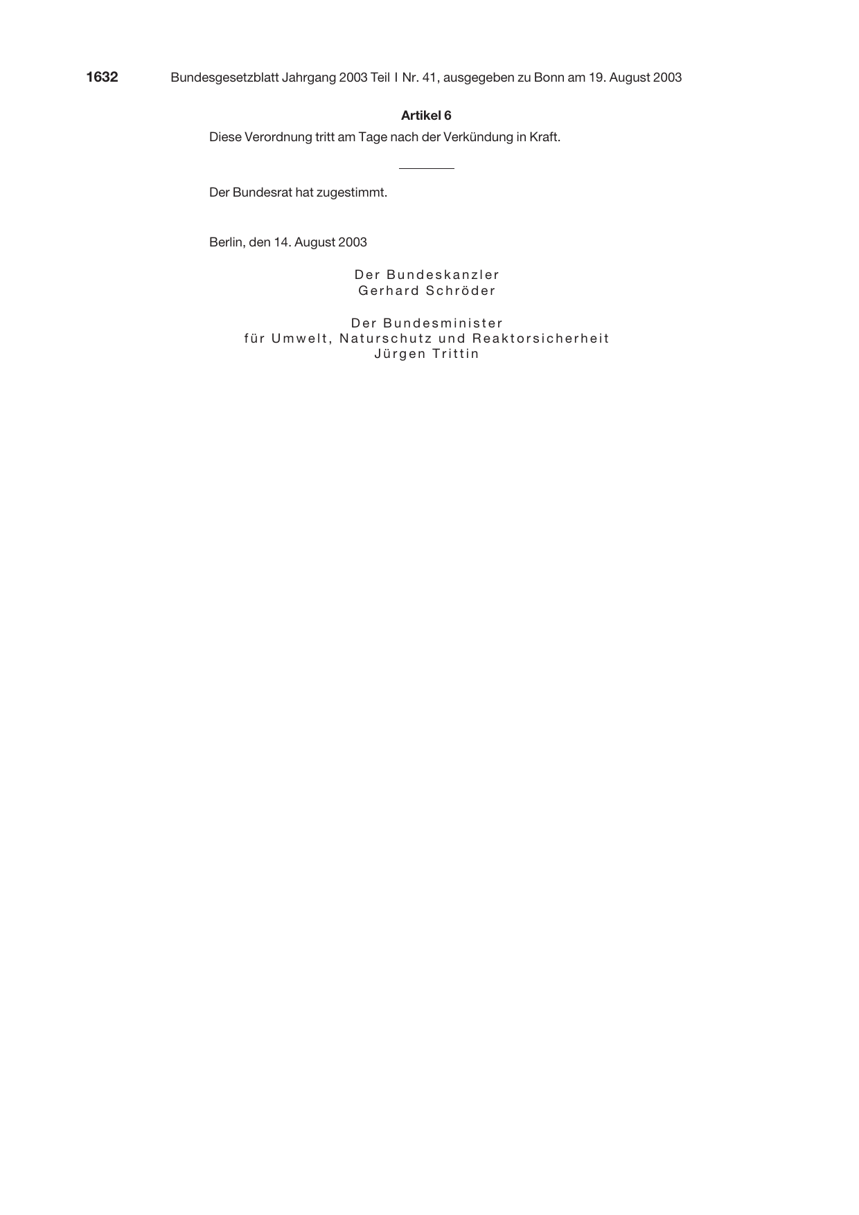 BGBl. 2003, Seite 1632 — Originalseite als Abbildung