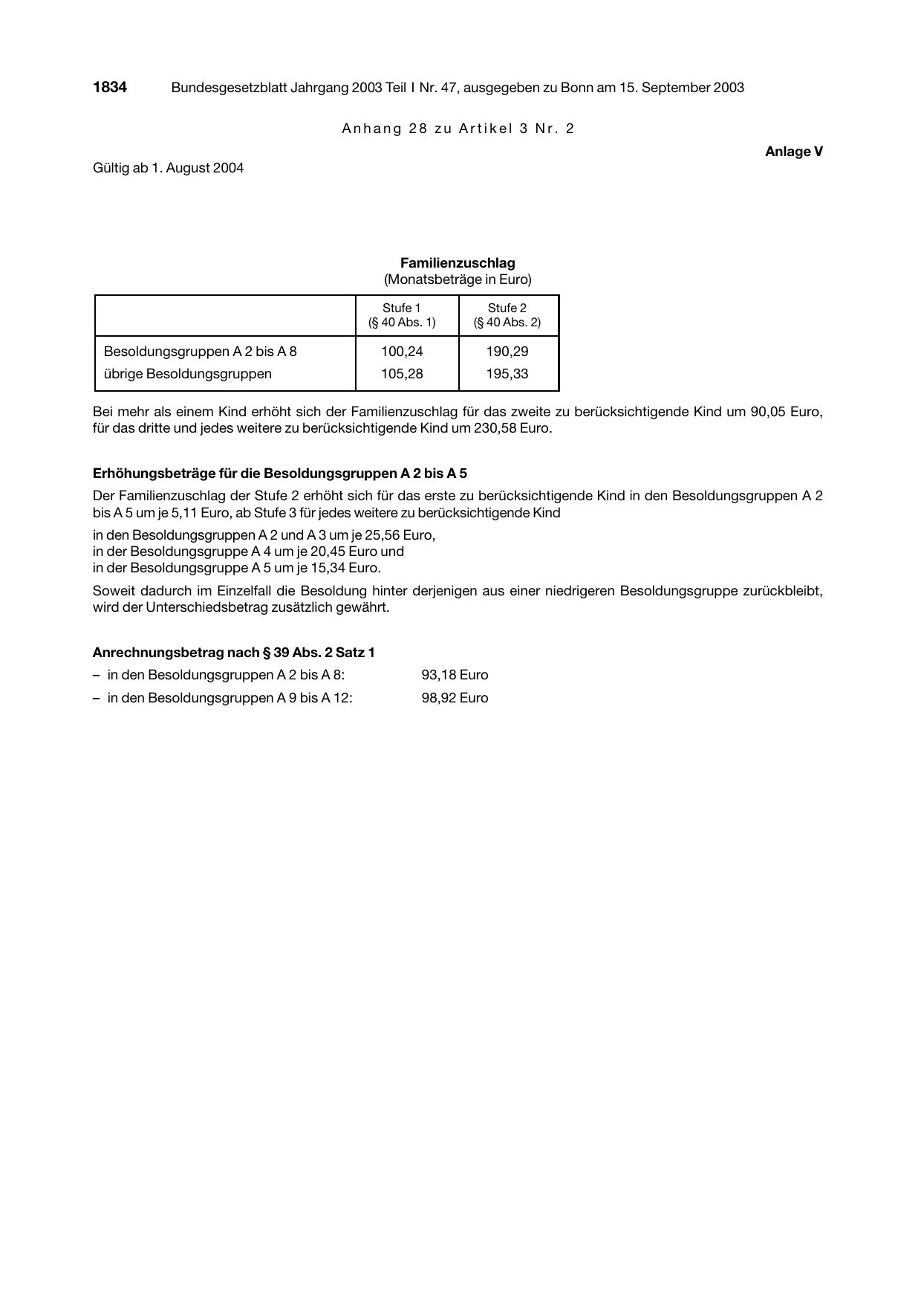 BGBl. 2003, Seite 1834 — Originalseite als Abbildung