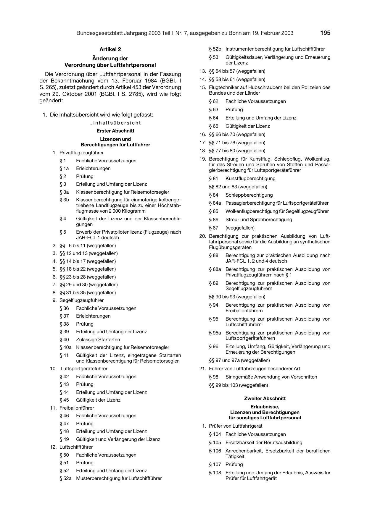 BGBl. 2003, Seite 195 — Originalseite als Abbildung