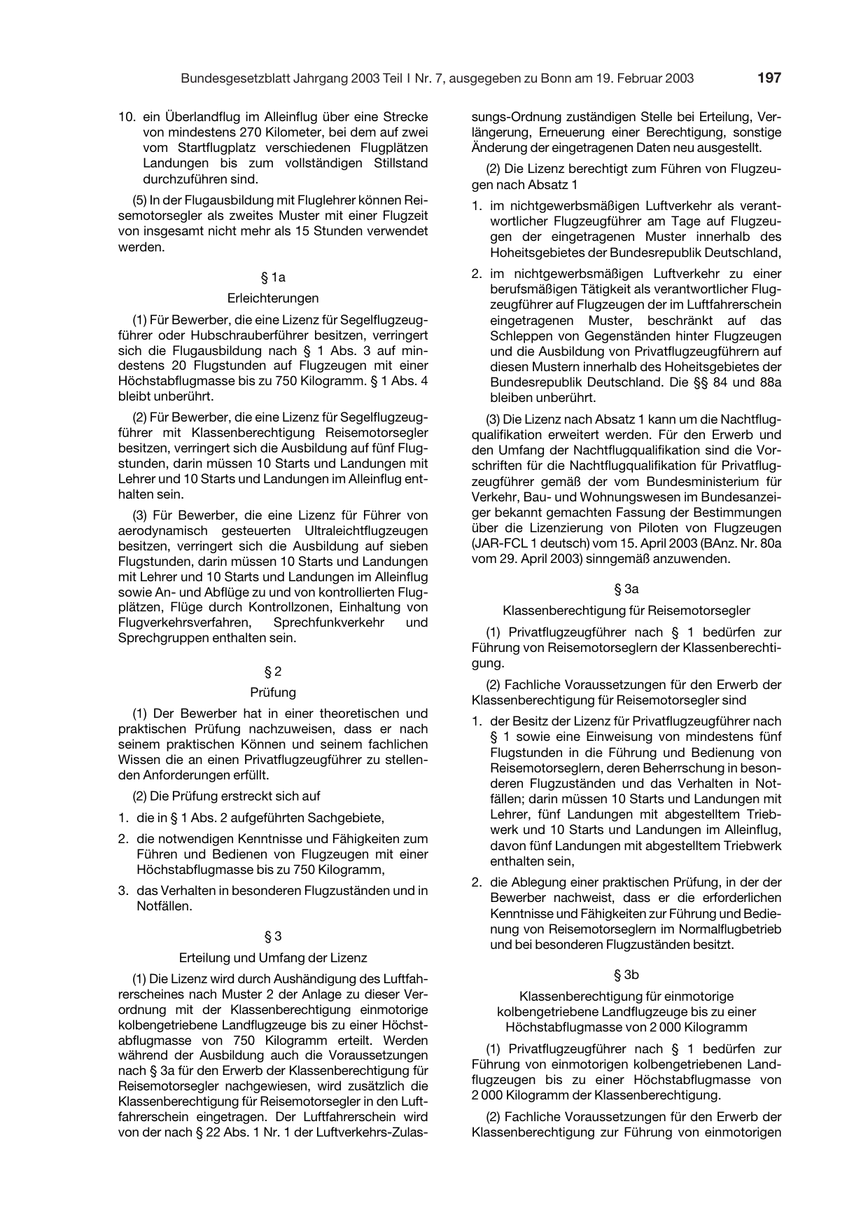 BGBl. 2003, Seite 197 — Originalseite als Abbildung