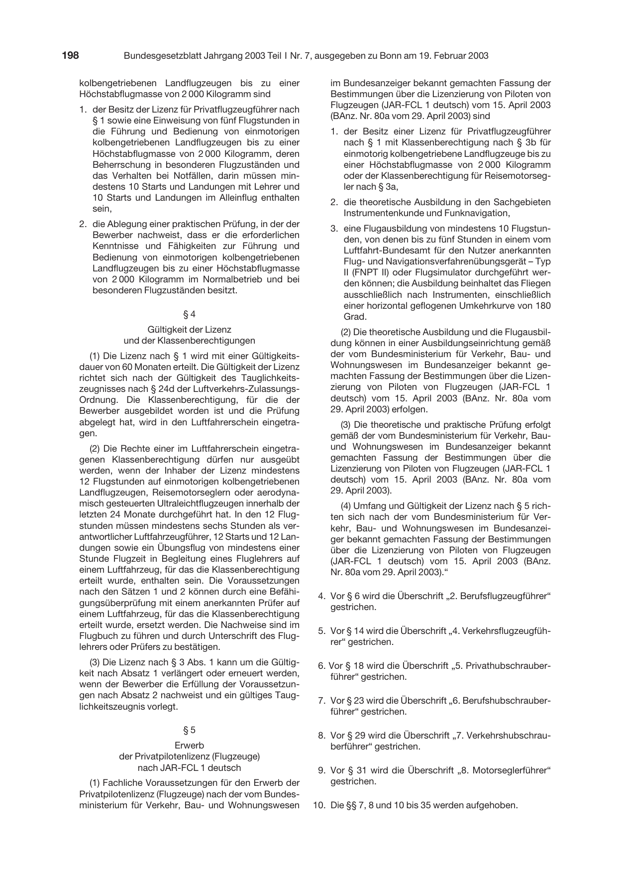 BGBl. 2003, Seite 198 — Originalseite als Abbildung