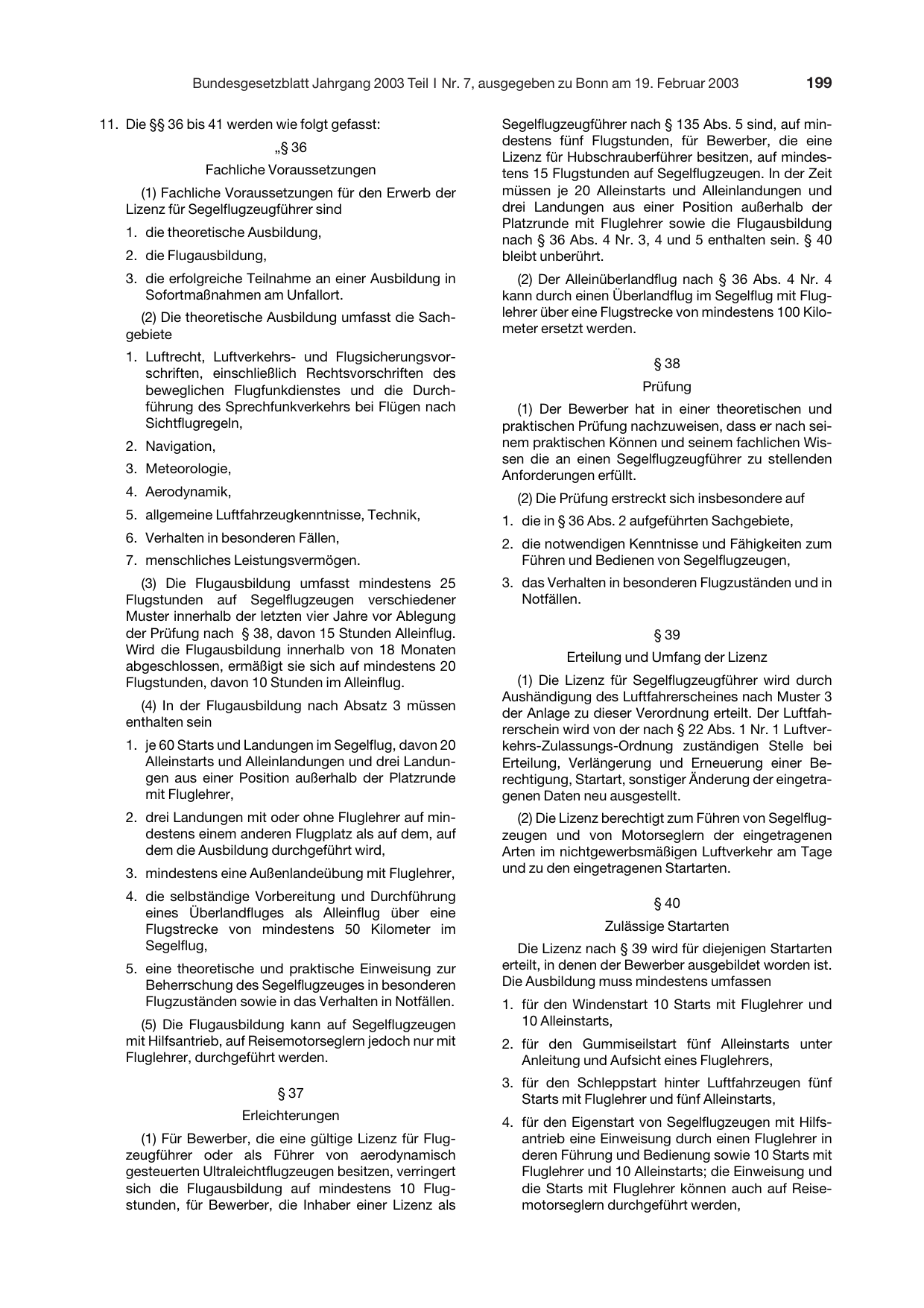BGBl. 2003, Seite 199 — Originalseite als Abbildung