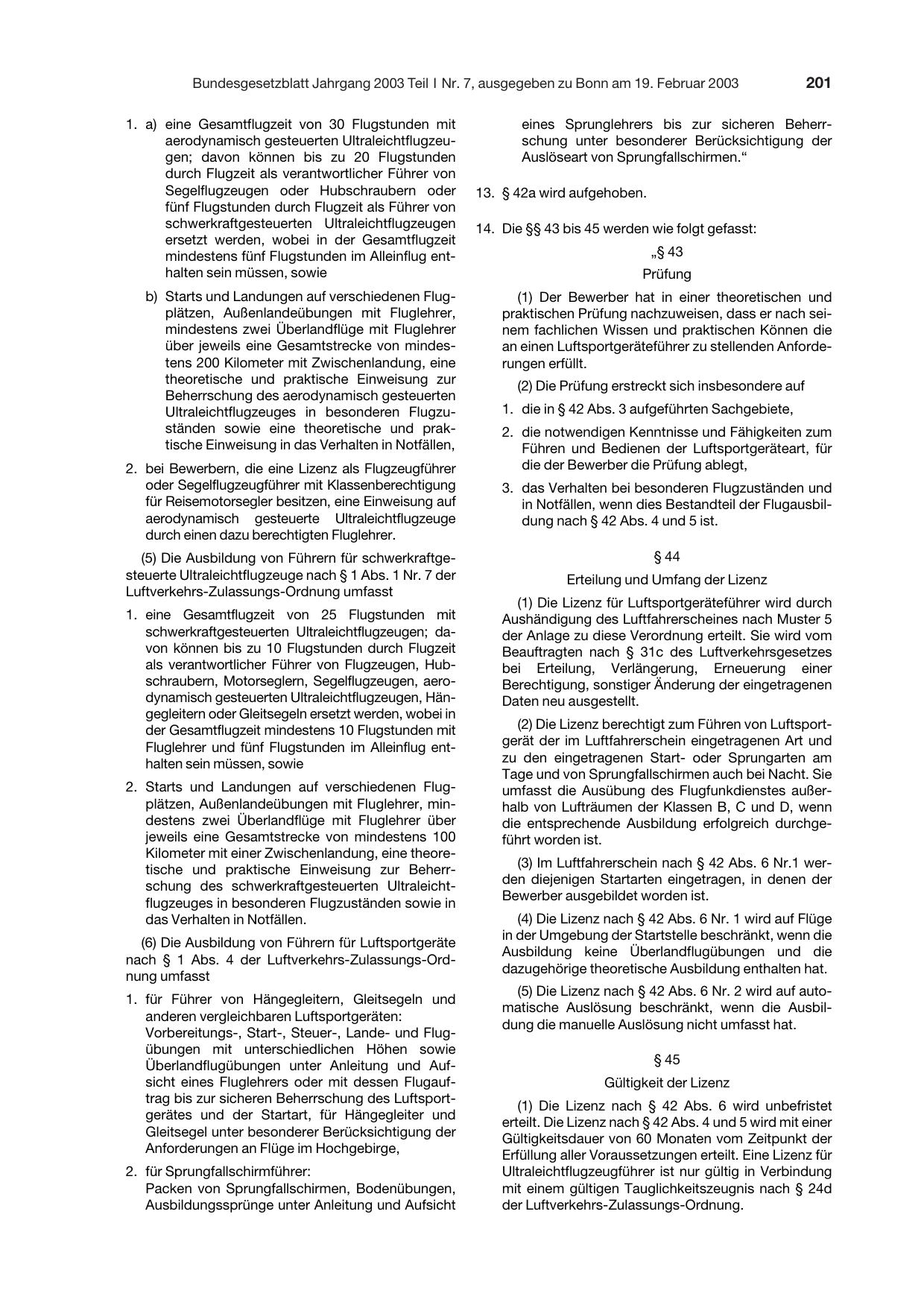 BGBl. 2003, Seite 201 — Originalseite als Abbildung