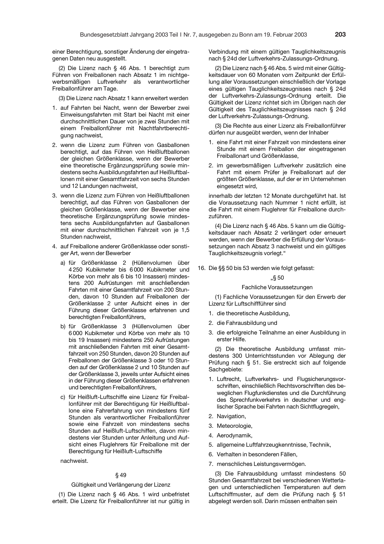 BGBl. 2003, Seite 203 — Originalseite als Abbildung