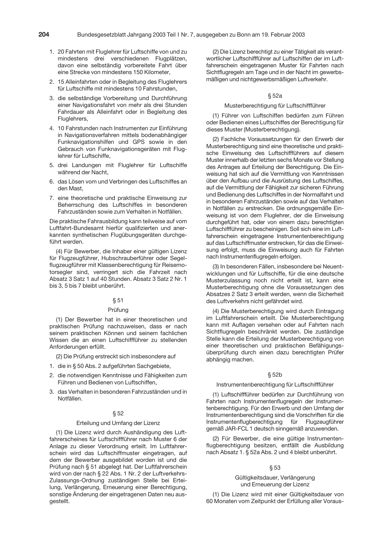 BGBl. 2003, Seite 204 — Originalseite als Abbildung