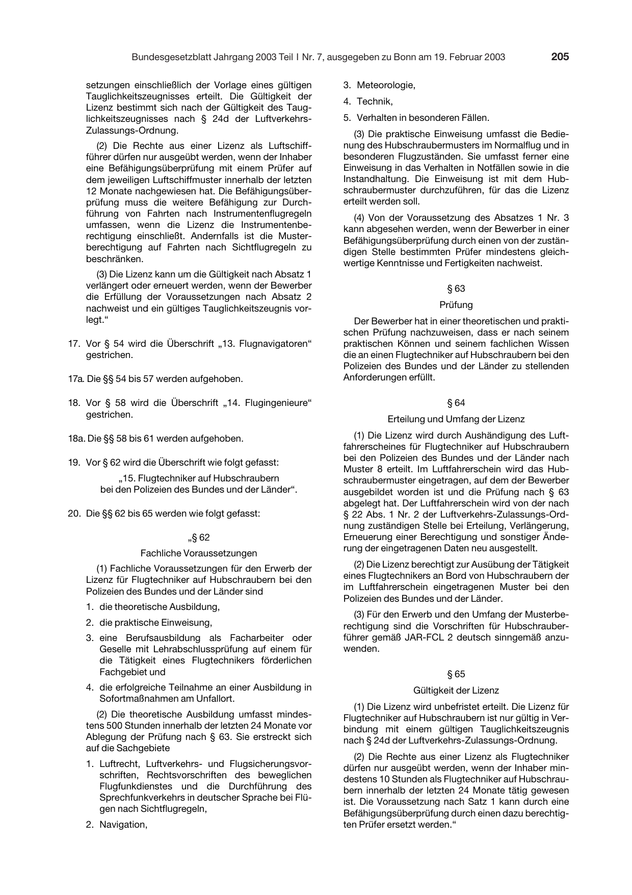 BGBl. 2003, Seite 205 — Originalseite als Abbildung