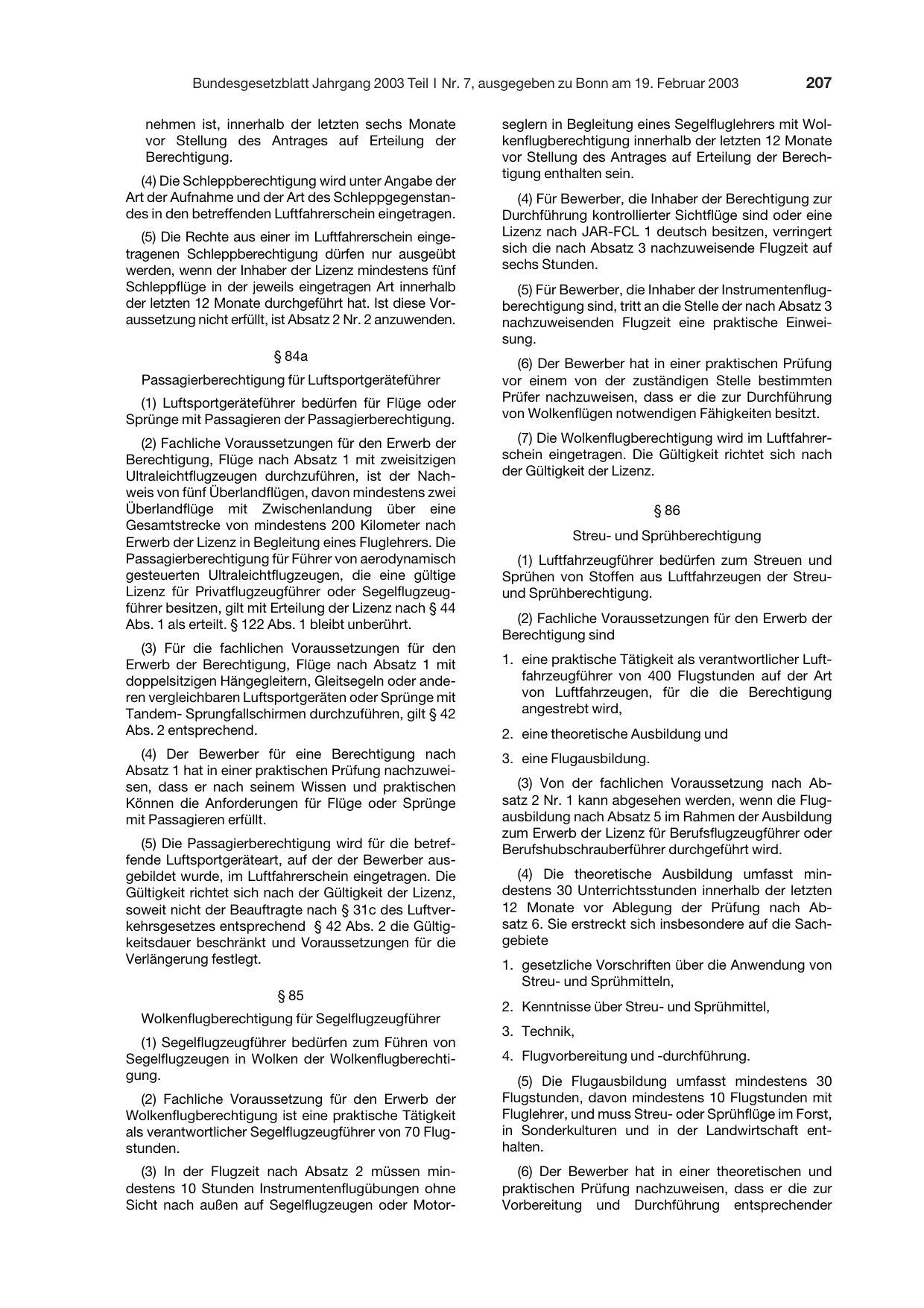 BGBl. 2003, Seite 207 — Originalseite als Abbildung
