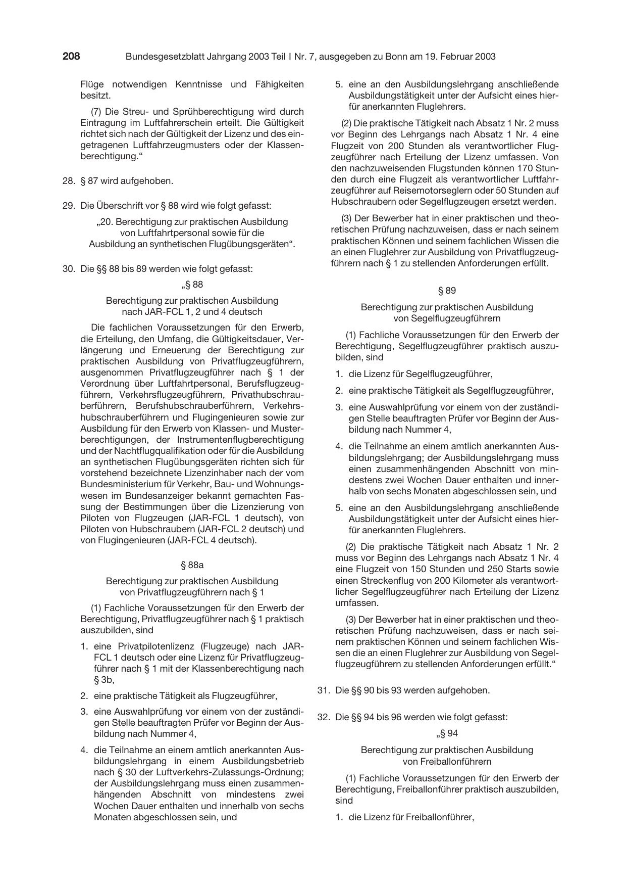 BGBl. 2003, Seite 208 — Originalseite als Abbildung