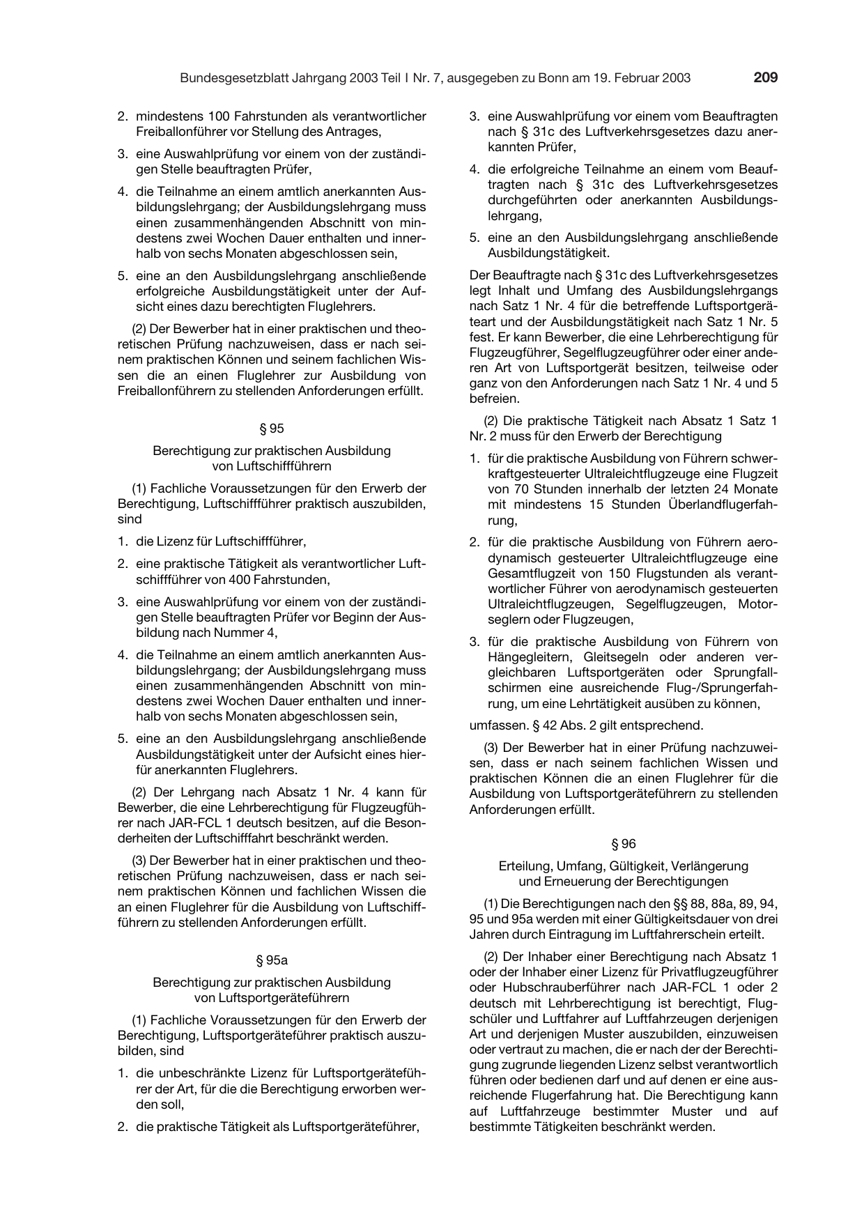 BGBl. 2003, Seite 209 — Originalseite als Abbildung