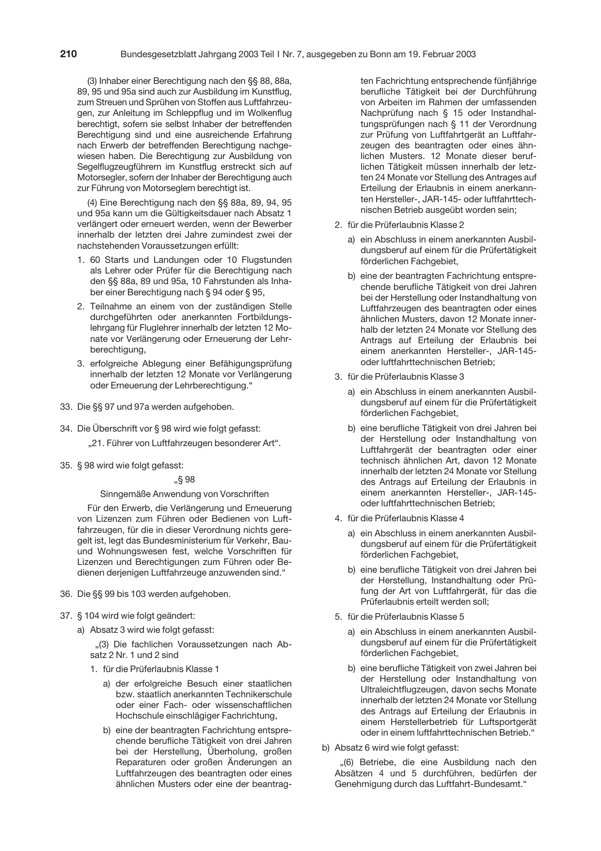 BGBl. 2003, Seite 210 — Originalseite als Abbildung