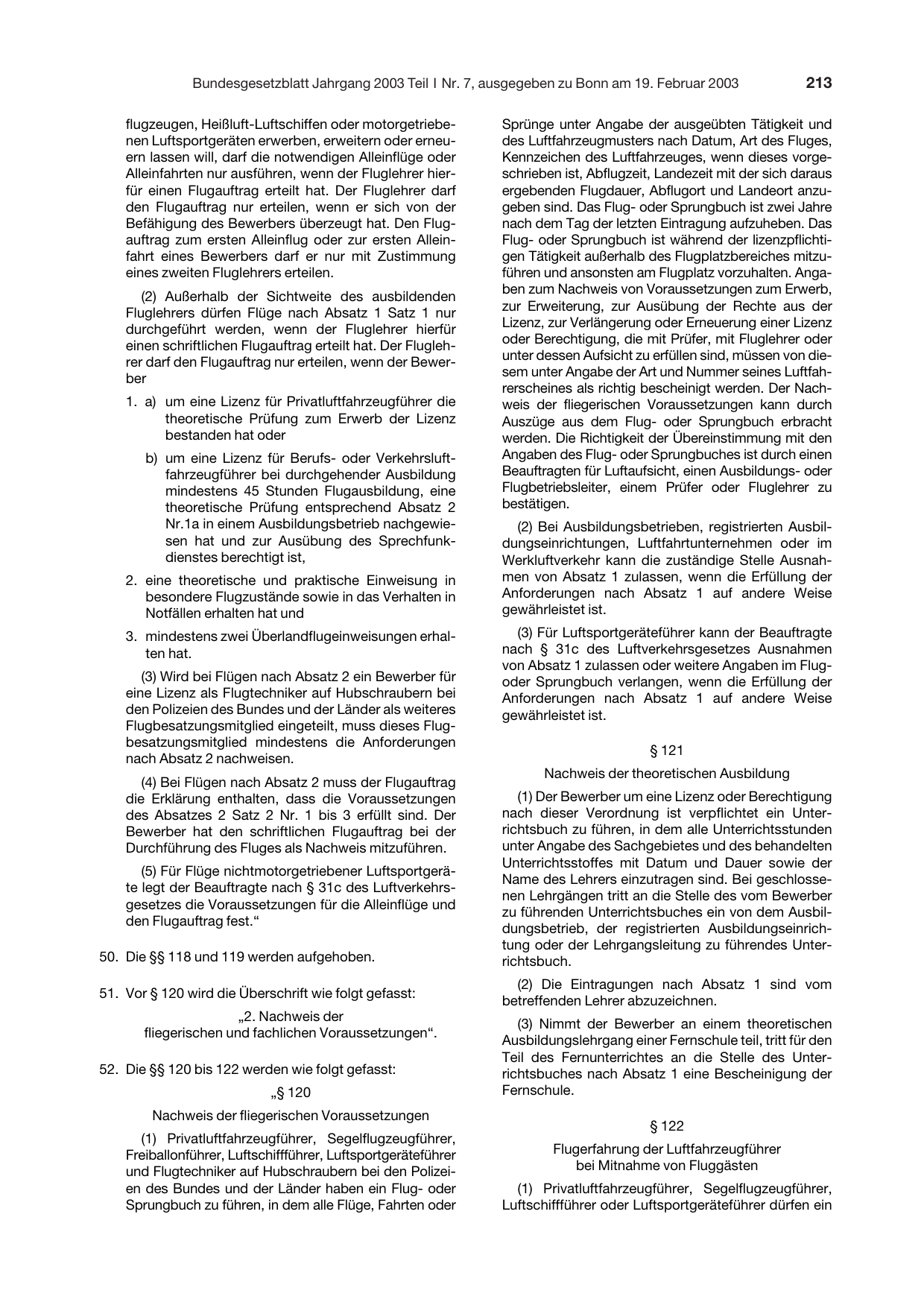 BGBl. 2003, Seite 213 — Originalseite als Abbildung
