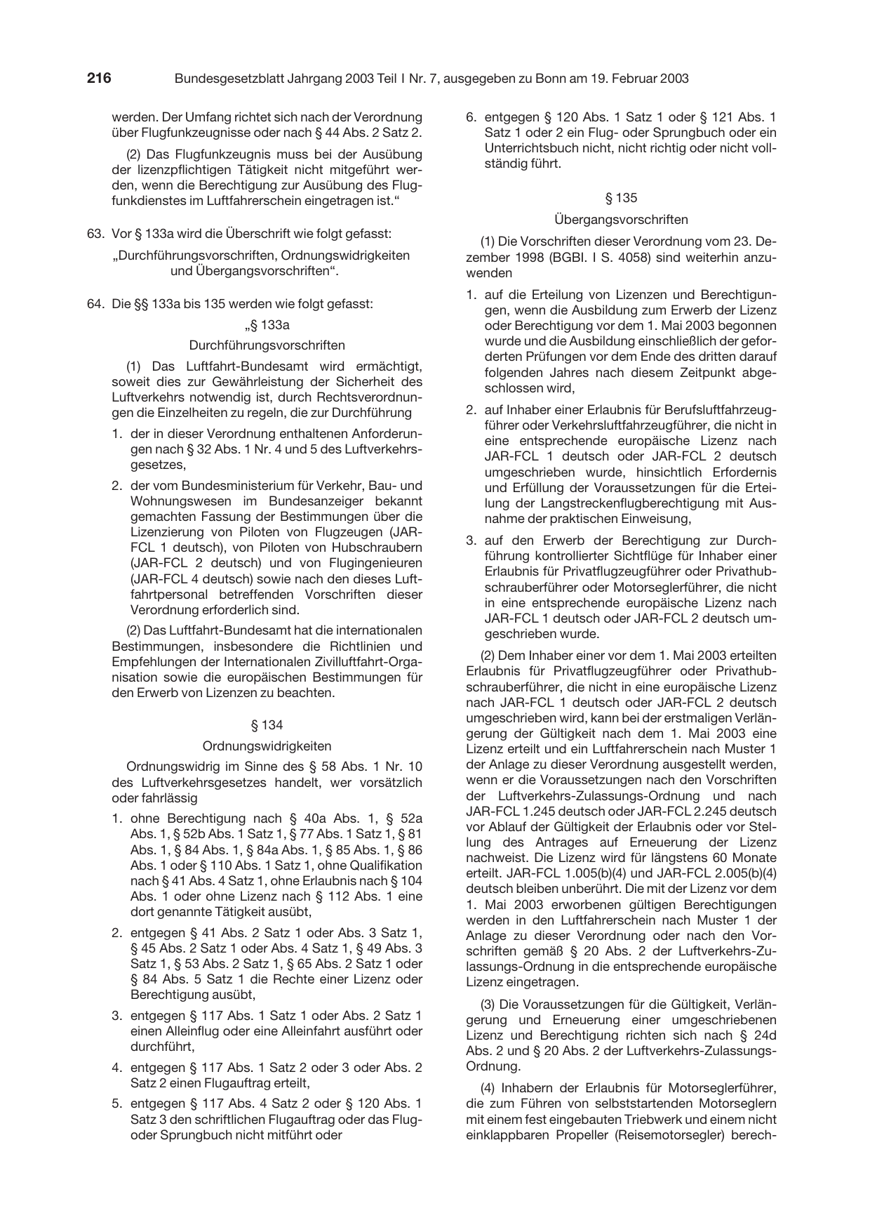 BGBl. 2003, Seite 216 — Originalseite als Abbildung