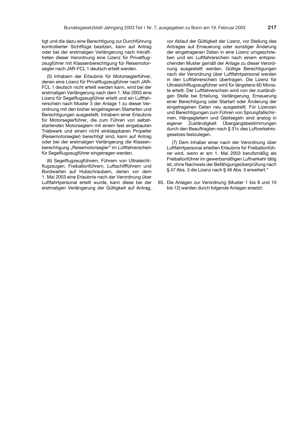 BGBl. 2003, Seite 217 — Originalseite als Abbildung