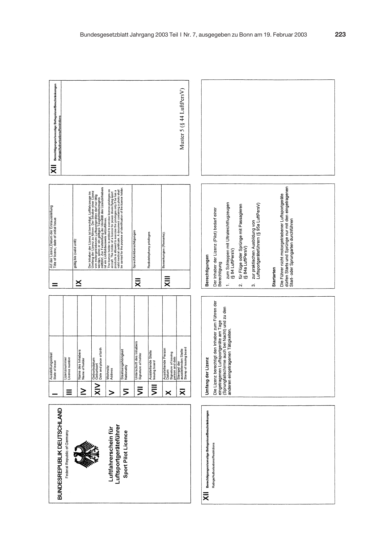 BGBl. 2003, Seite 223 — Originalseite als Abbildung