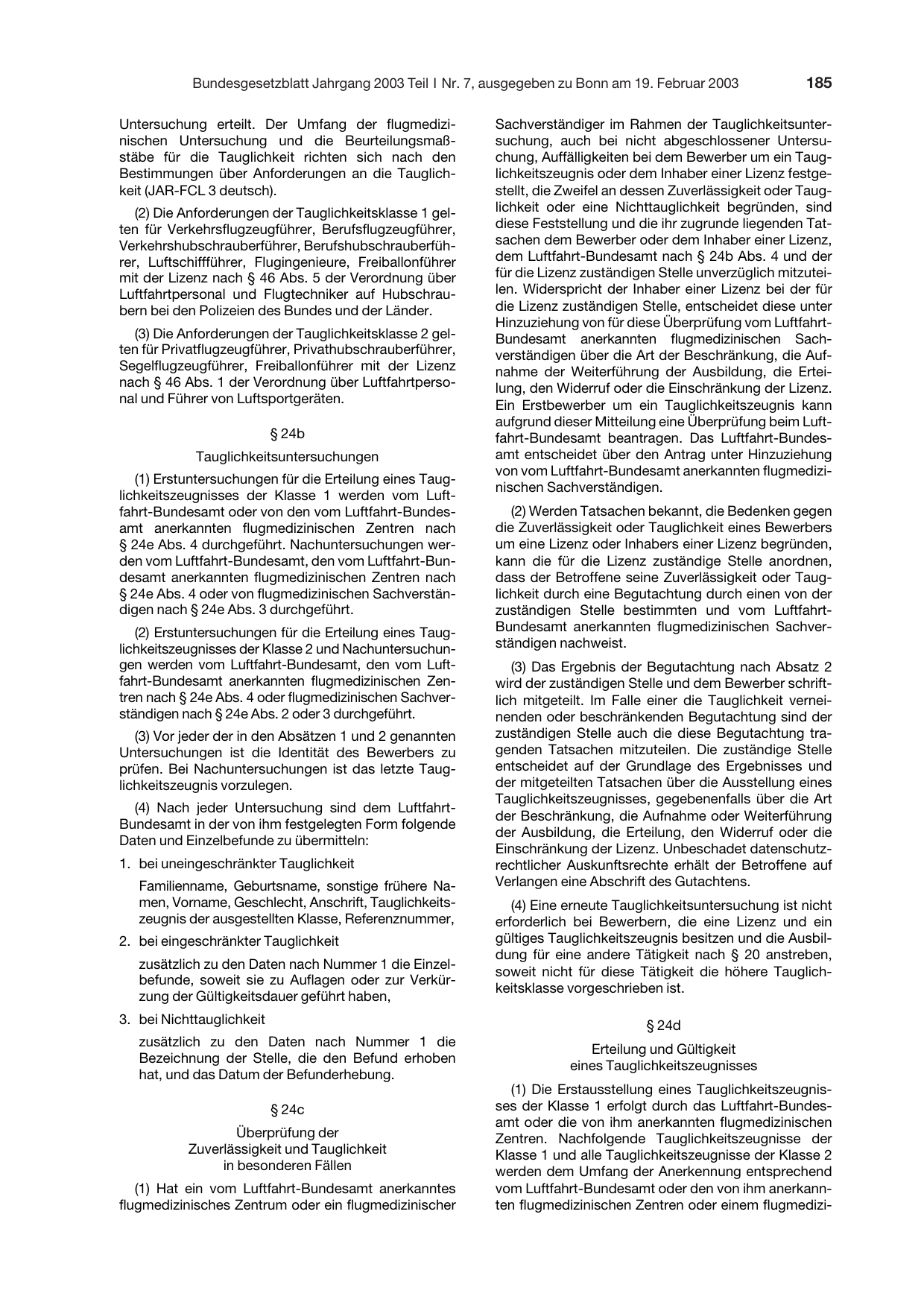 BGBl. 2003, Seite 185 — Originalseite als Abbildung