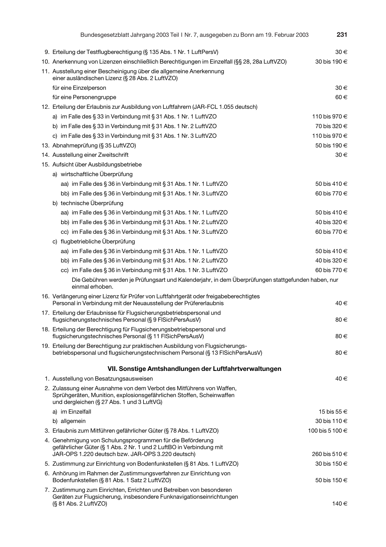 BGBl. 2003, Seite 231 — Originalseite als Abbildung