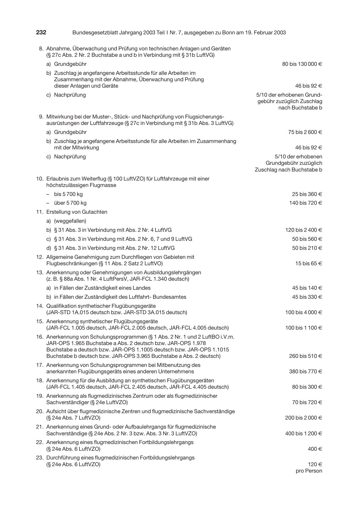 BGBl. 2003, Seite 232 — Originalseite als Abbildung