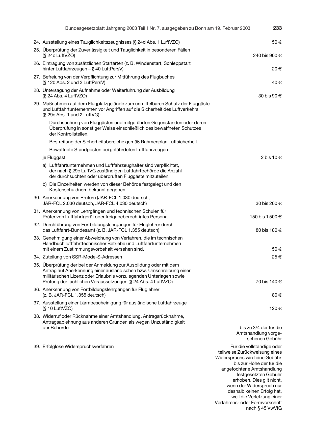 BGBl. 2003, Seite 233 — Originalseite als Abbildung