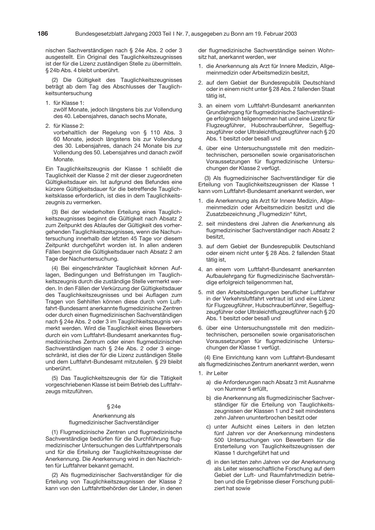 BGBl. 2003, Seite 186 — Originalseite als Abbildung