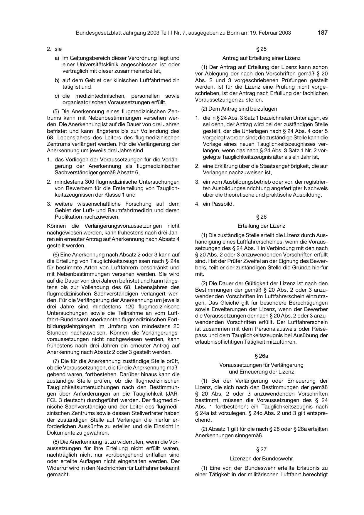 BGBl. 2003, Seite 187 — Originalseite als Abbildung