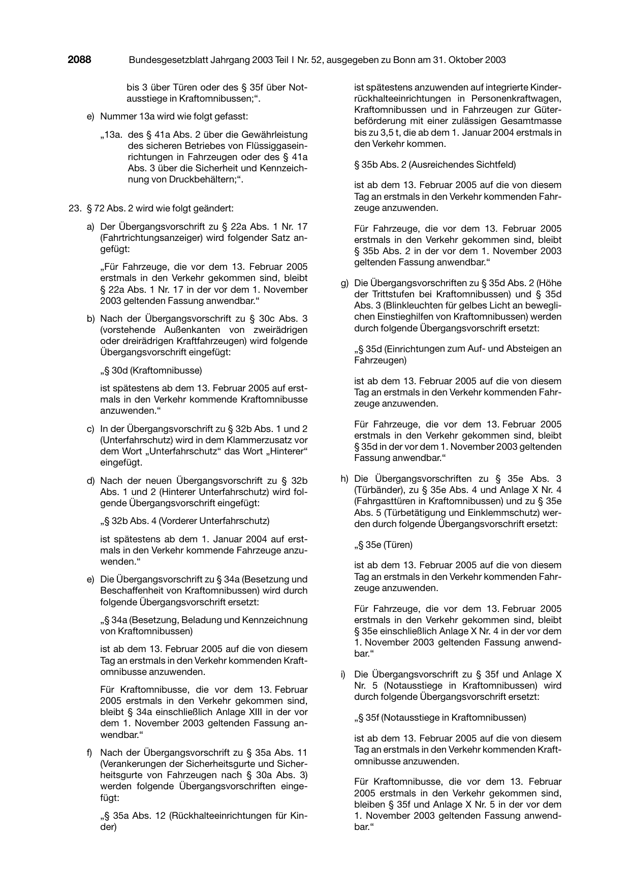 BGBl. 2003, Seite 2088 — Originalseite als Abbildung