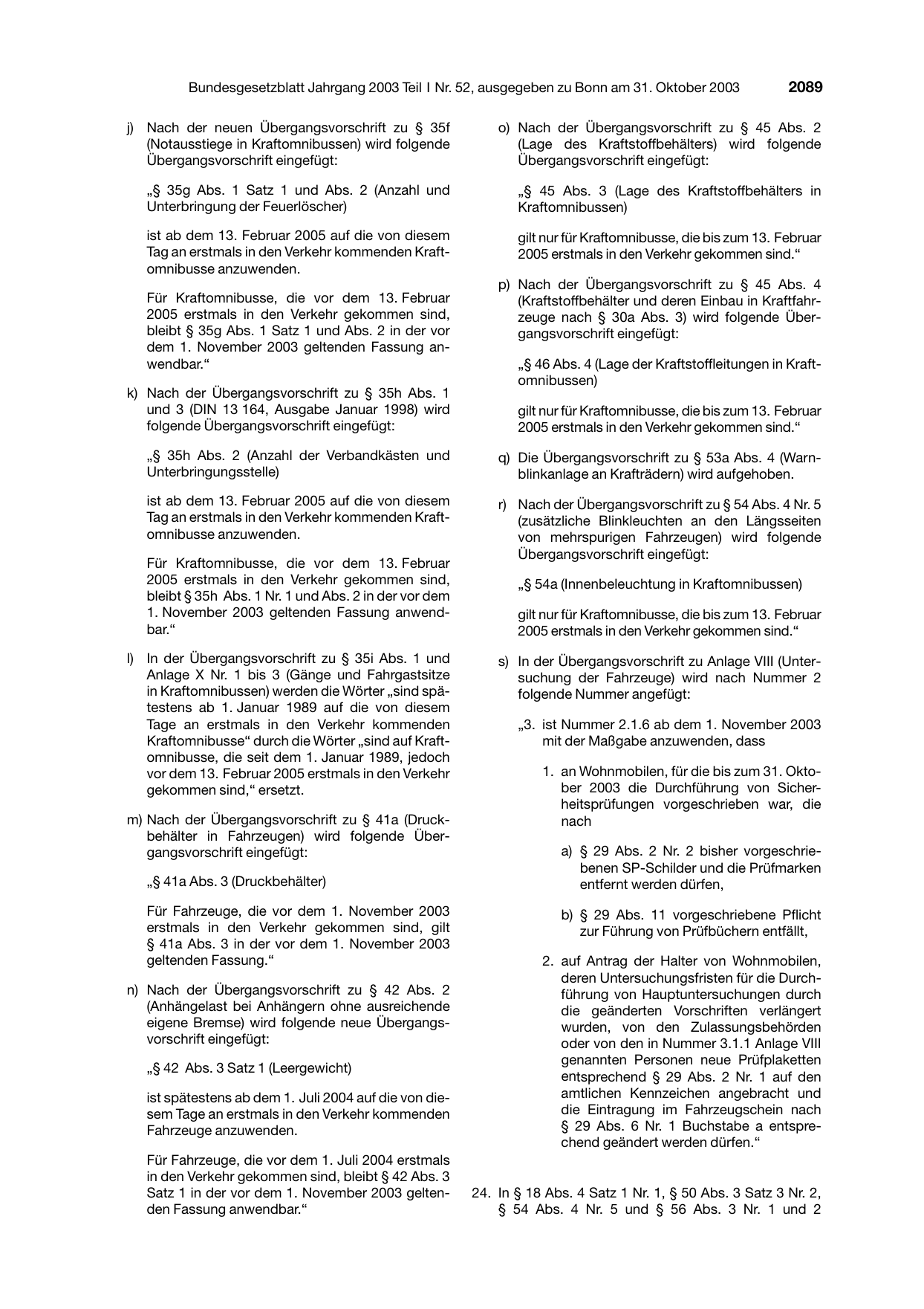 BGBl. 2003, Seite 2089 — Originalseite als Abbildung