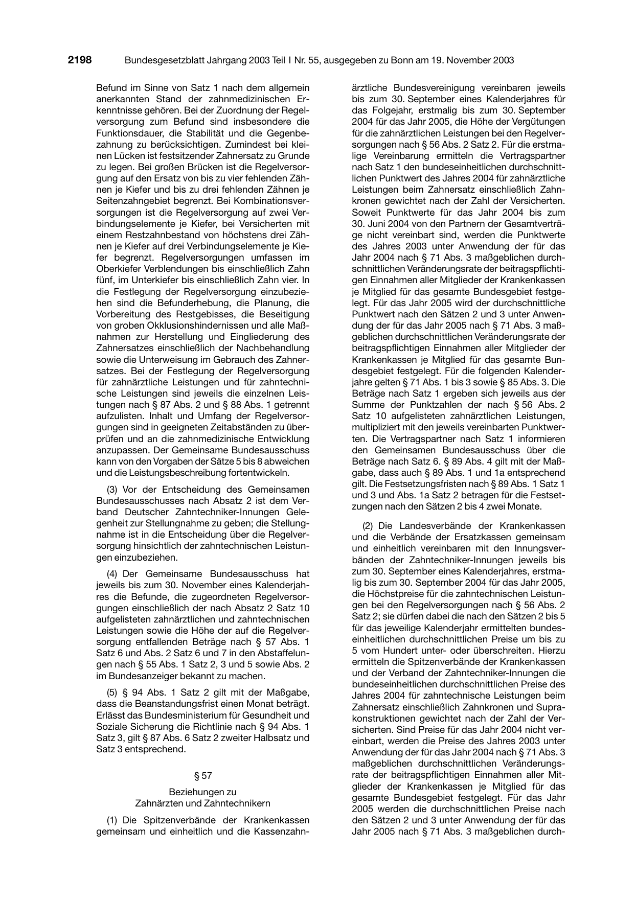 BGBl. 2003, Seite 2198 — Originalseite als Abbildung