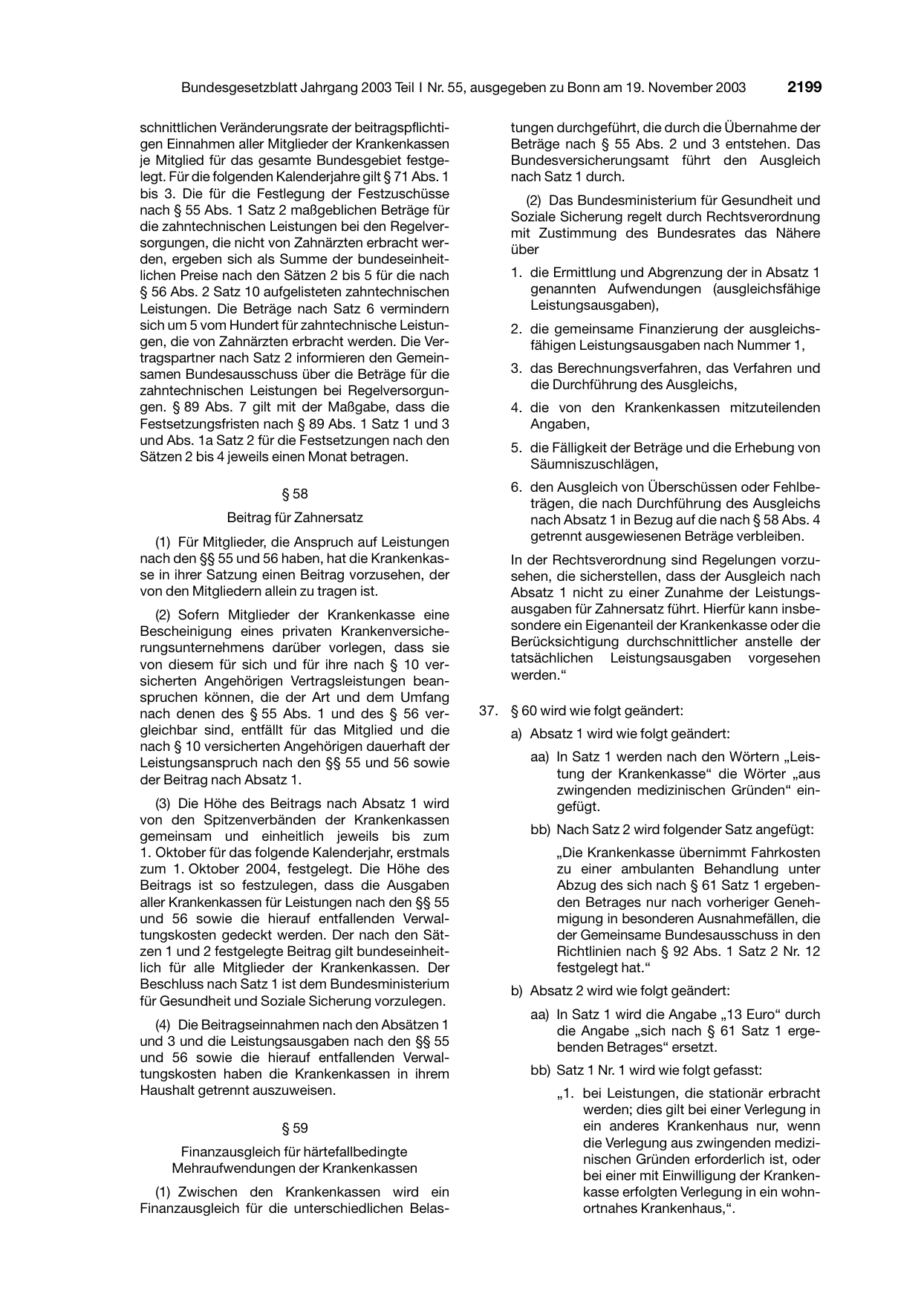 BGBl. 2003, Seite 2199 — Originalseite als Abbildung