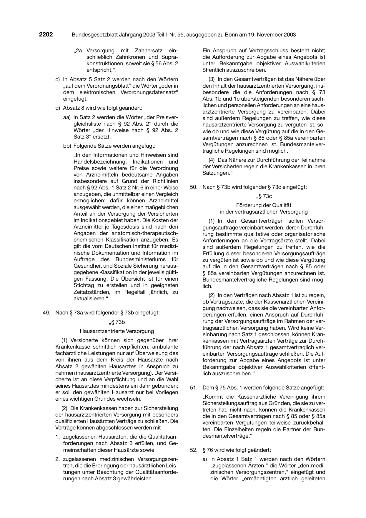 BGBl. 2003, Seite 2202 — Originalseite als Abbildung