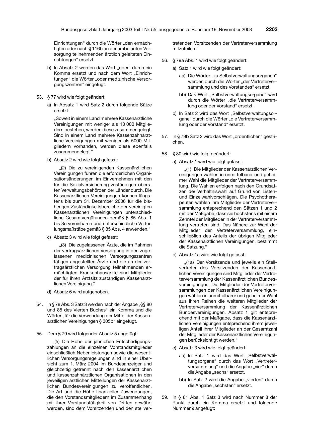 BGBl. 2003, Seite 2203 — Originalseite als Abbildung