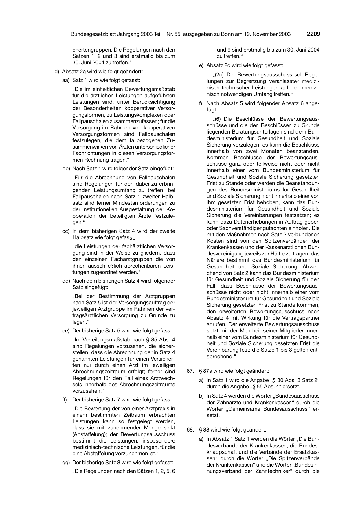 BGBl. 2003, Seite 2209 — Originalseite als Abbildung