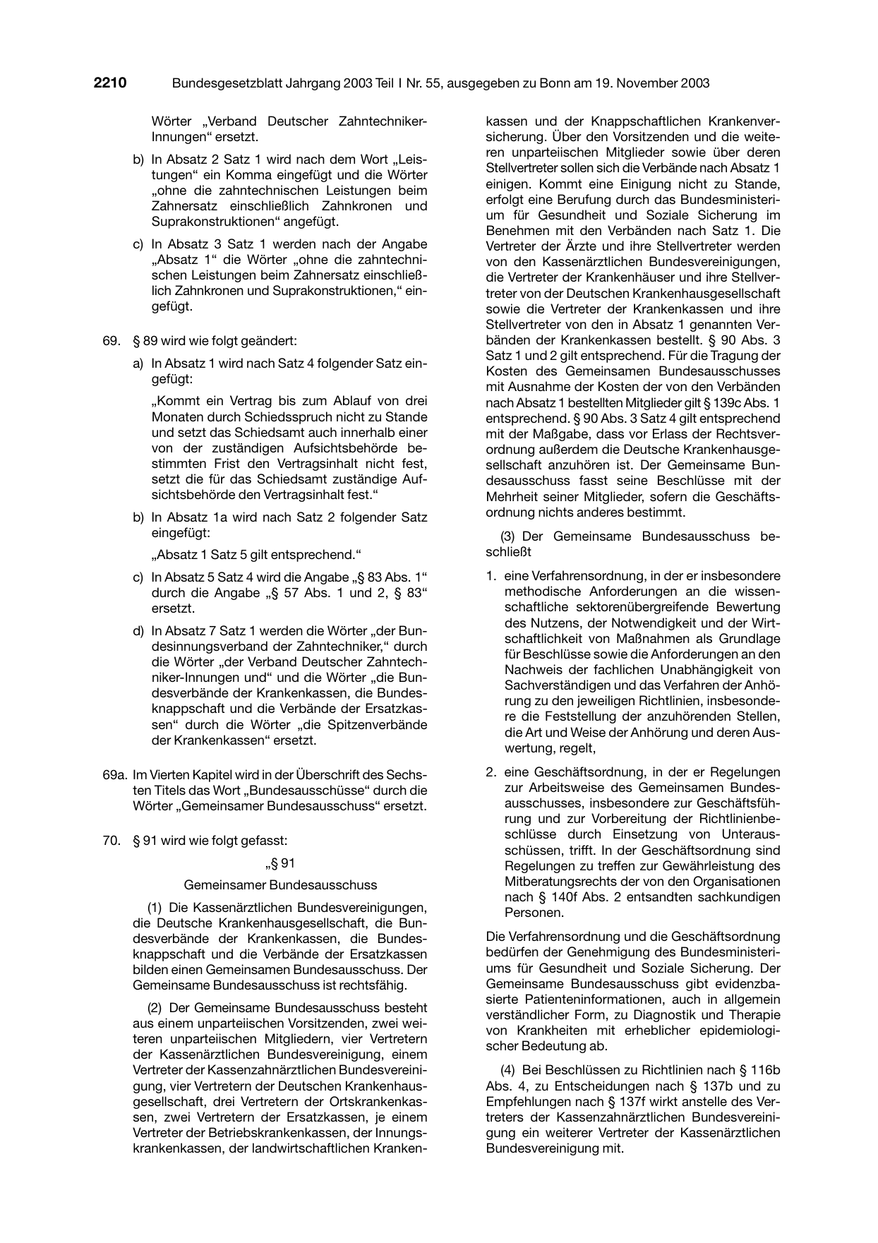 BGBl. 2003, Seite 2210 — Originalseite als Abbildung
