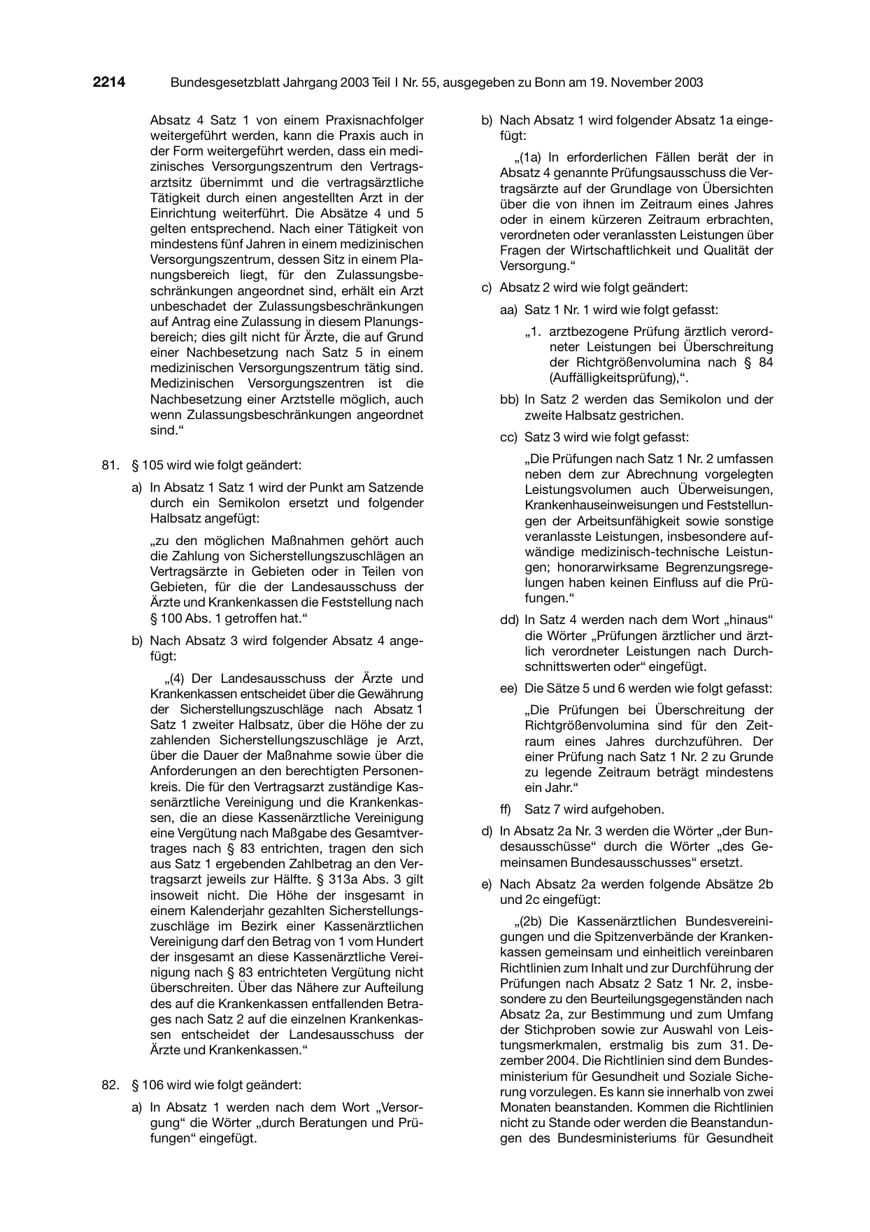 BGBl. 2003, Seite 2214 — Originalseite als Abbildung