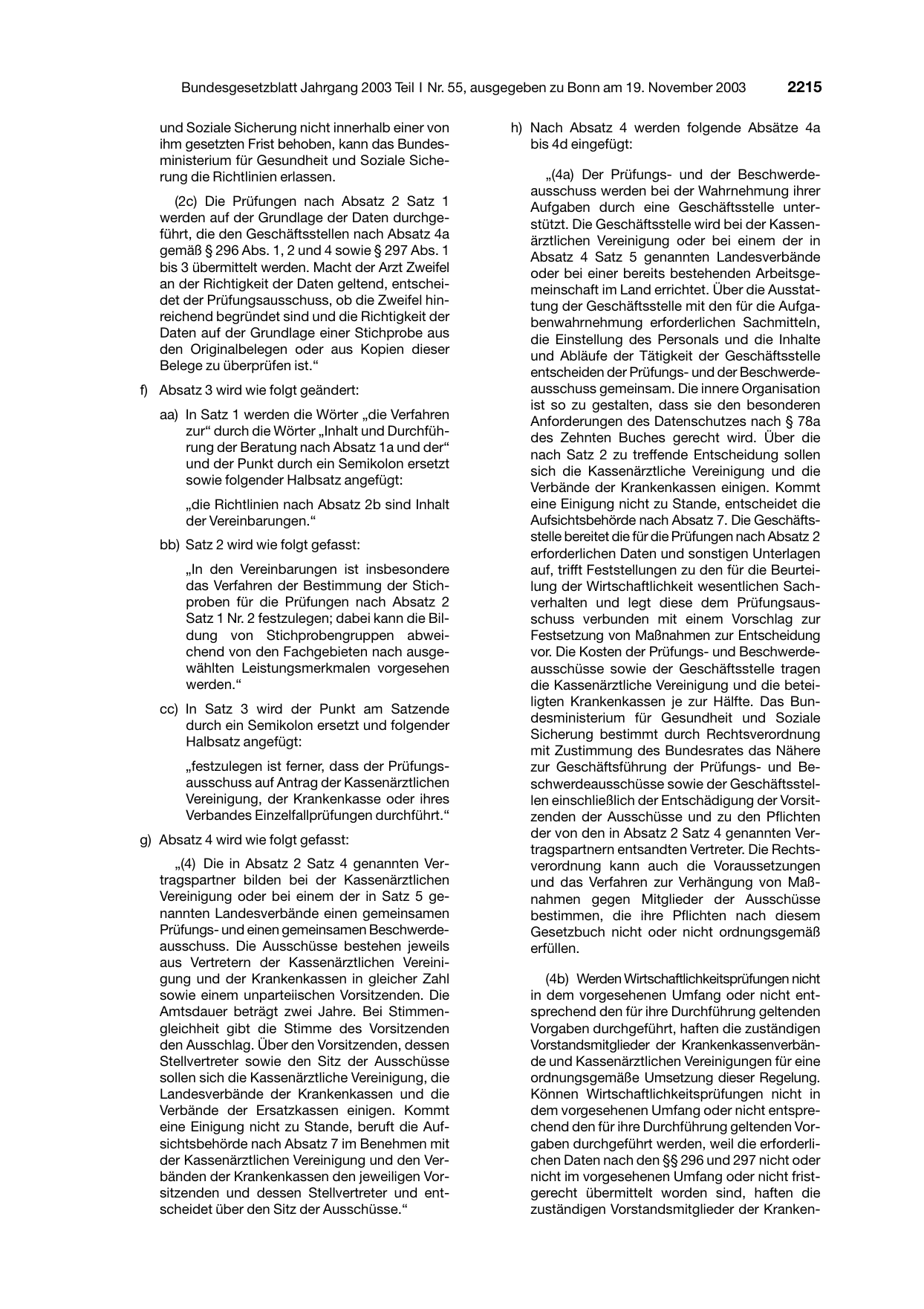 BGBl. 2003, Seite 2215 — Originalseite als Abbildung