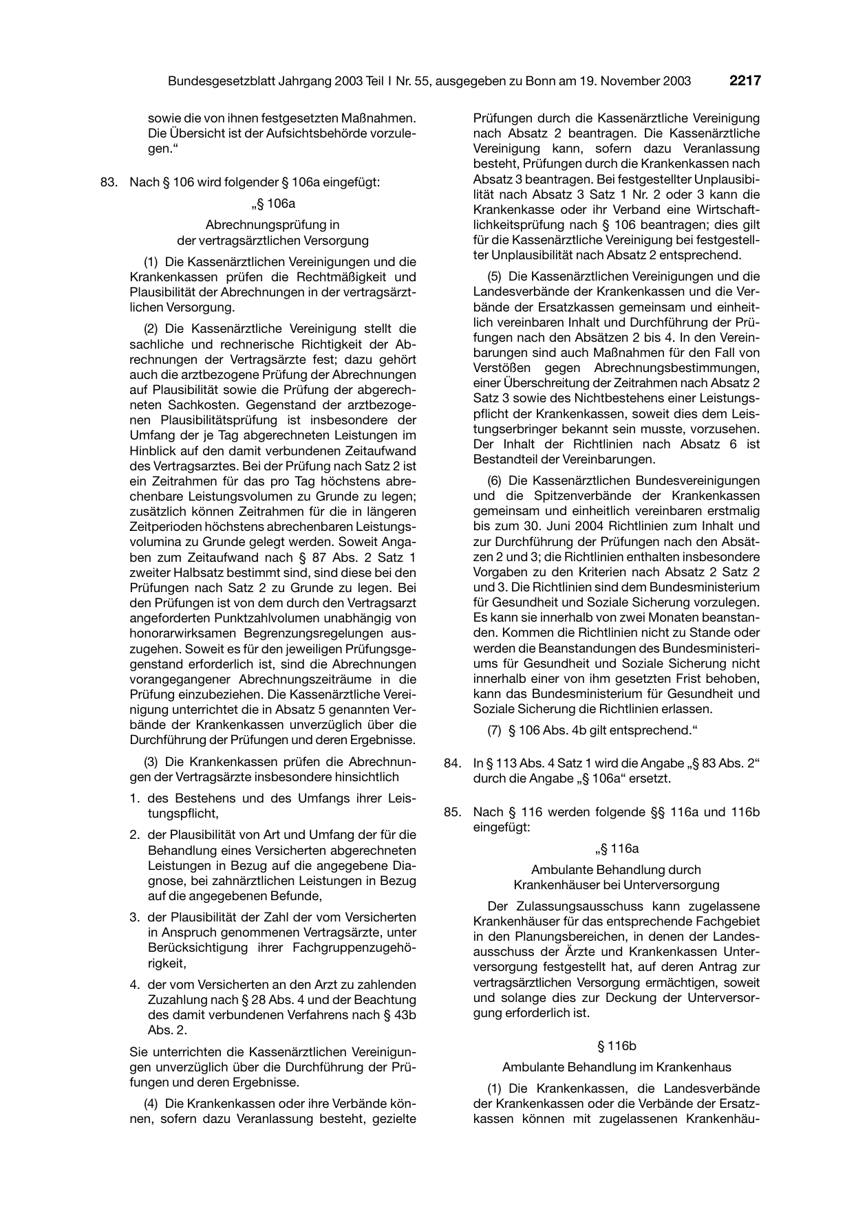 BGBl. 2003, Seite 2217 — Originalseite als Abbildung