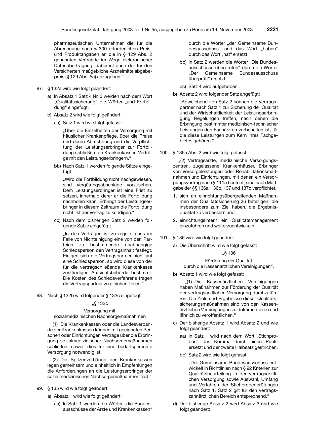 BGBl. 2003, Seite 2221 — Originalseite als Abbildung