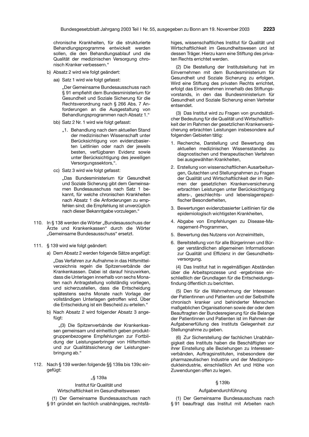 BGBl. 2003, Seite 2223 — Originalseite als Abbildung