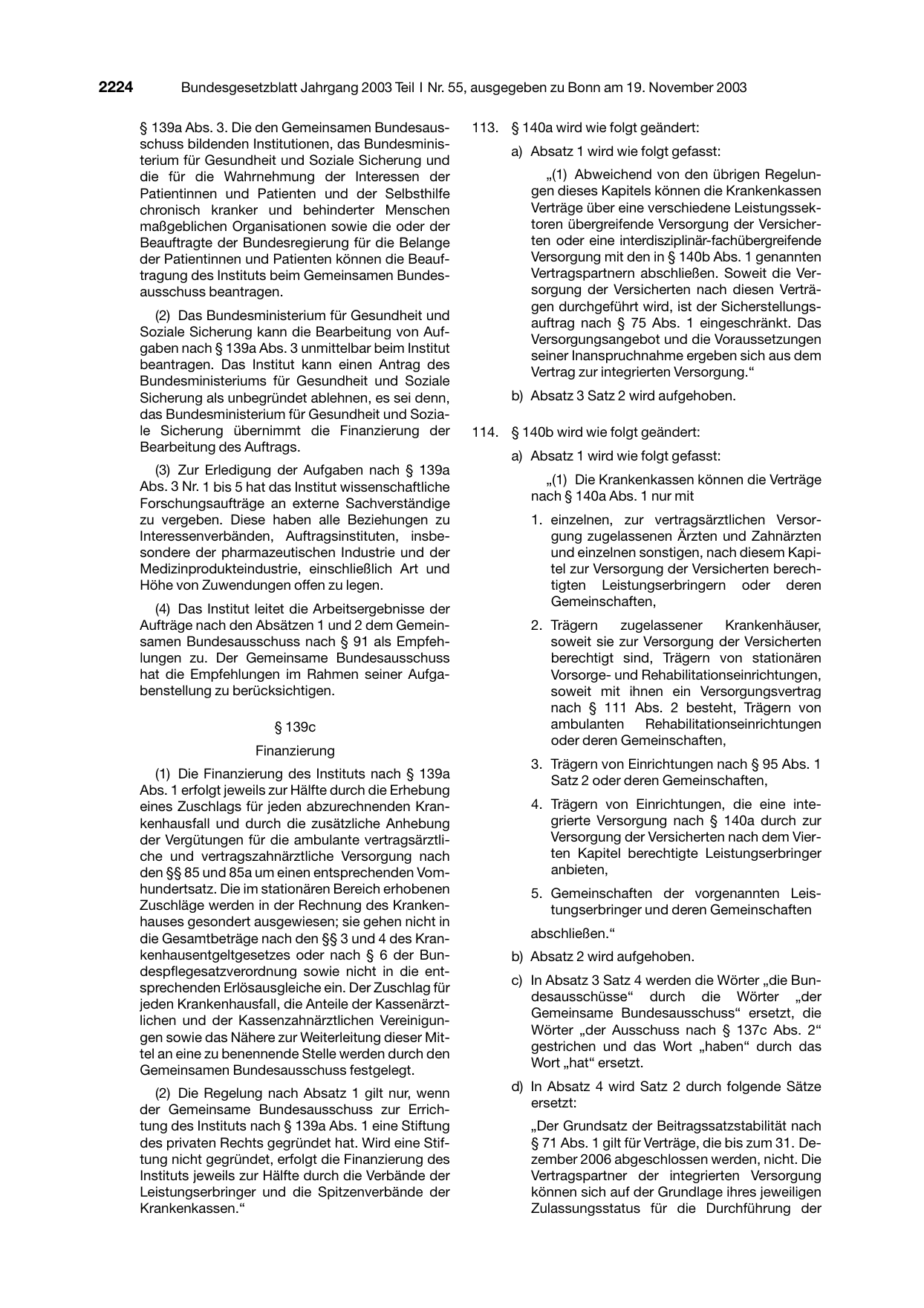 BGBl. 2003, Seite 2224 — Originalseite als Abbildung