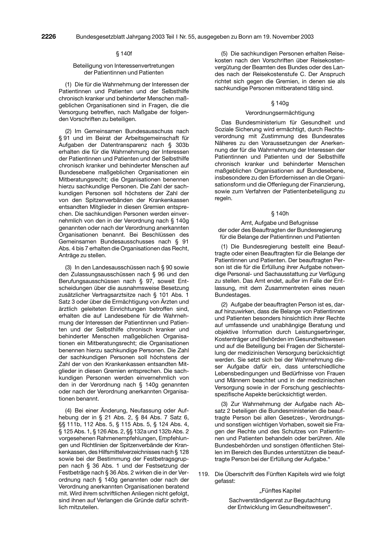 BGBl. 2003, Seite 2226 — Originalseite als Abbildung