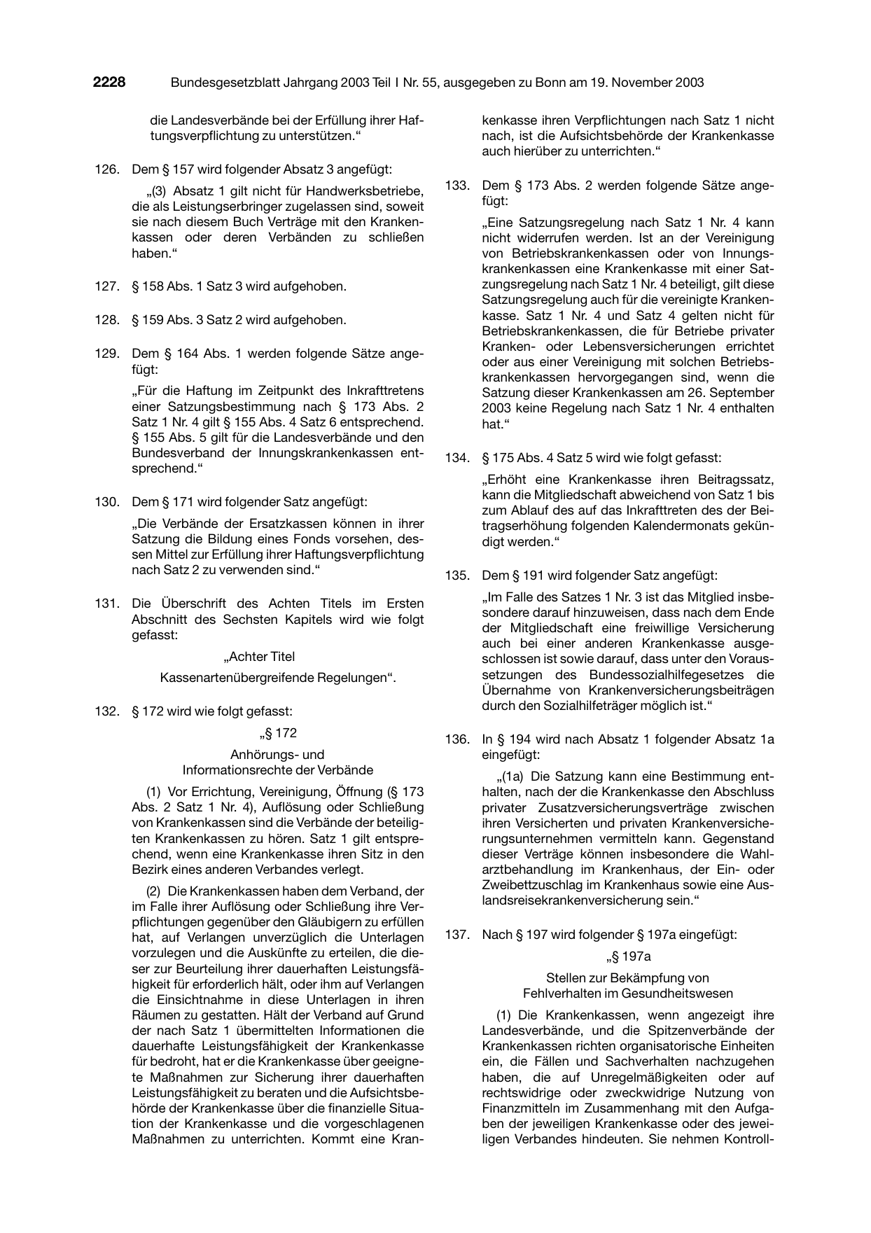 BGBl. 2003, Seite 2228 — Originalseite als Abbildung