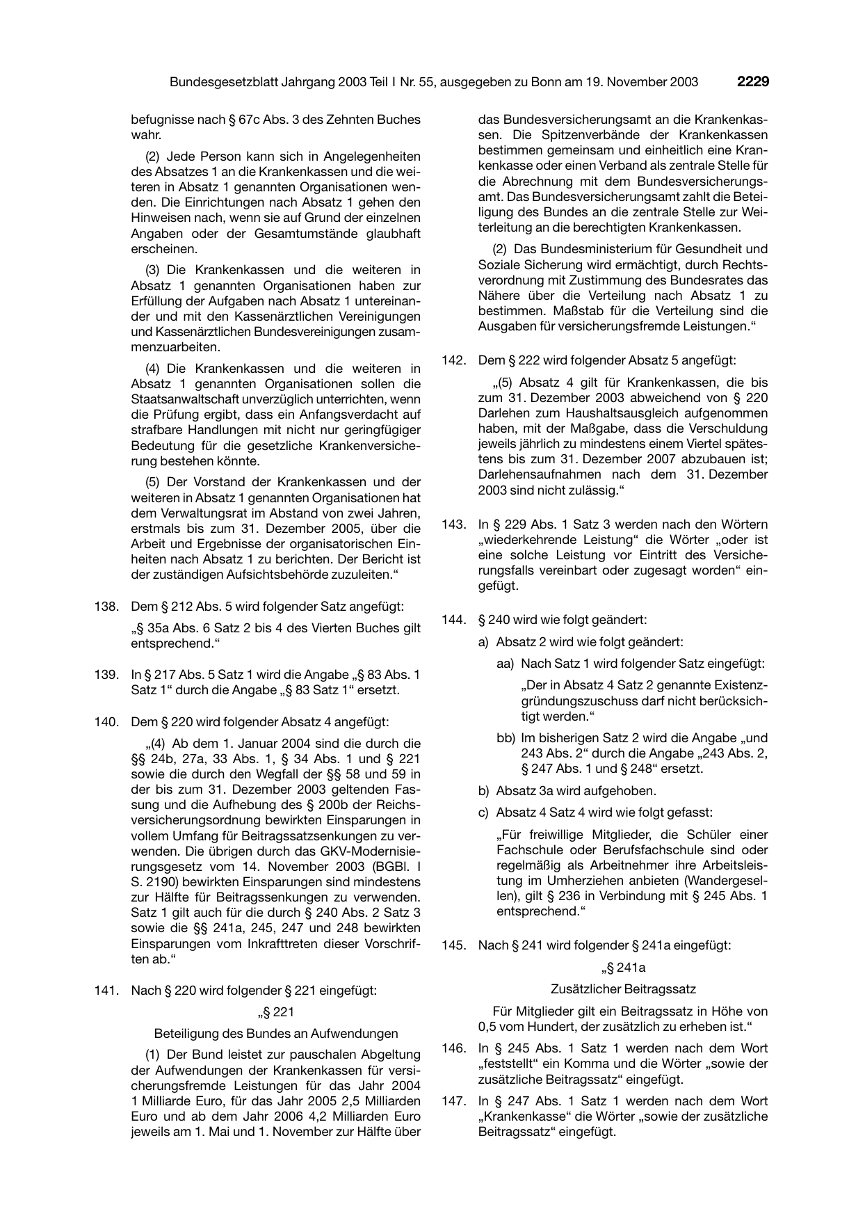 BGBl. 2003, Seite 2229 — Originalseite als Abbildung
