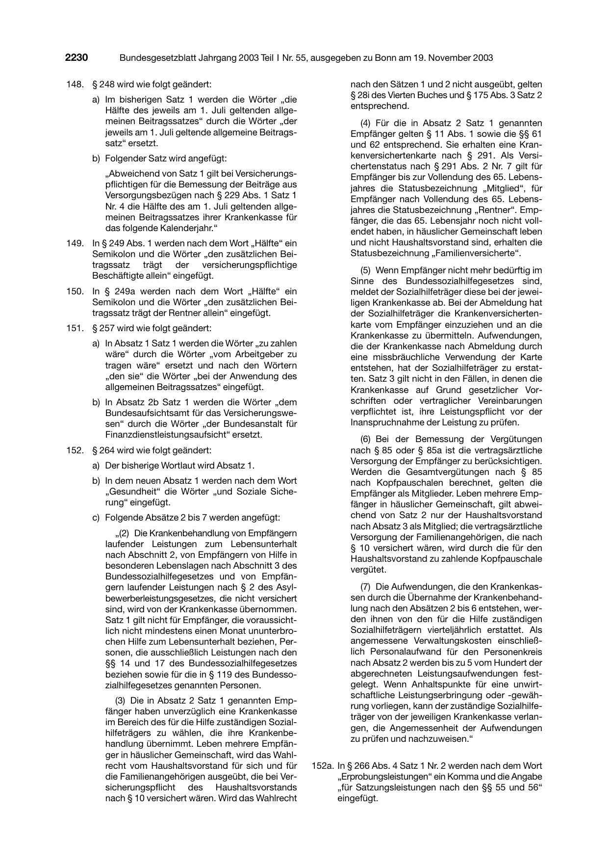 BGBl. 2003, Seite 2230 — Originalseite als Abbildung