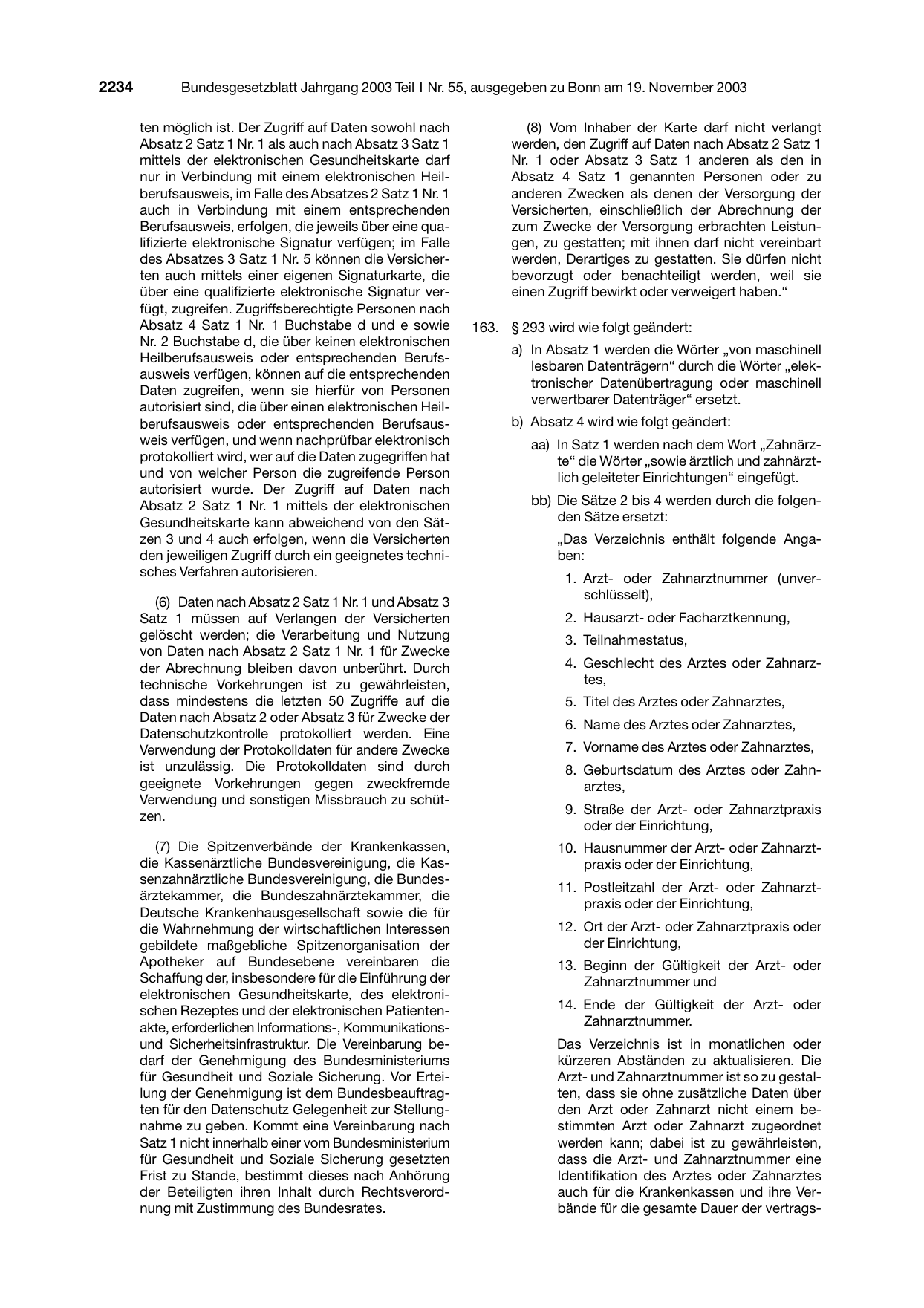 BGBl. 2003, Seite 2234 — Originalseite als Abbildung