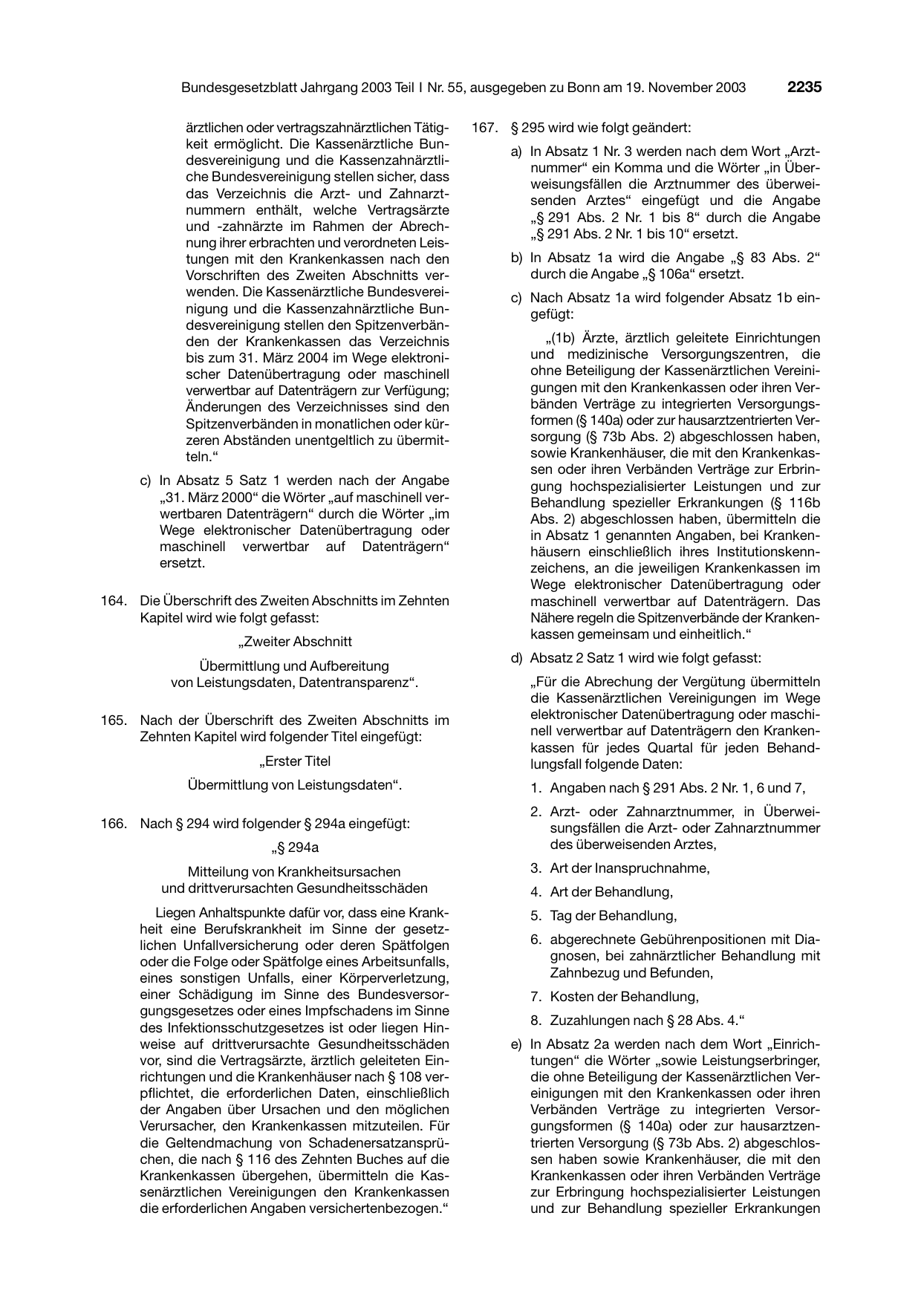 BGBl. 2003, Seite 2235 — Originalseite als Abbildung