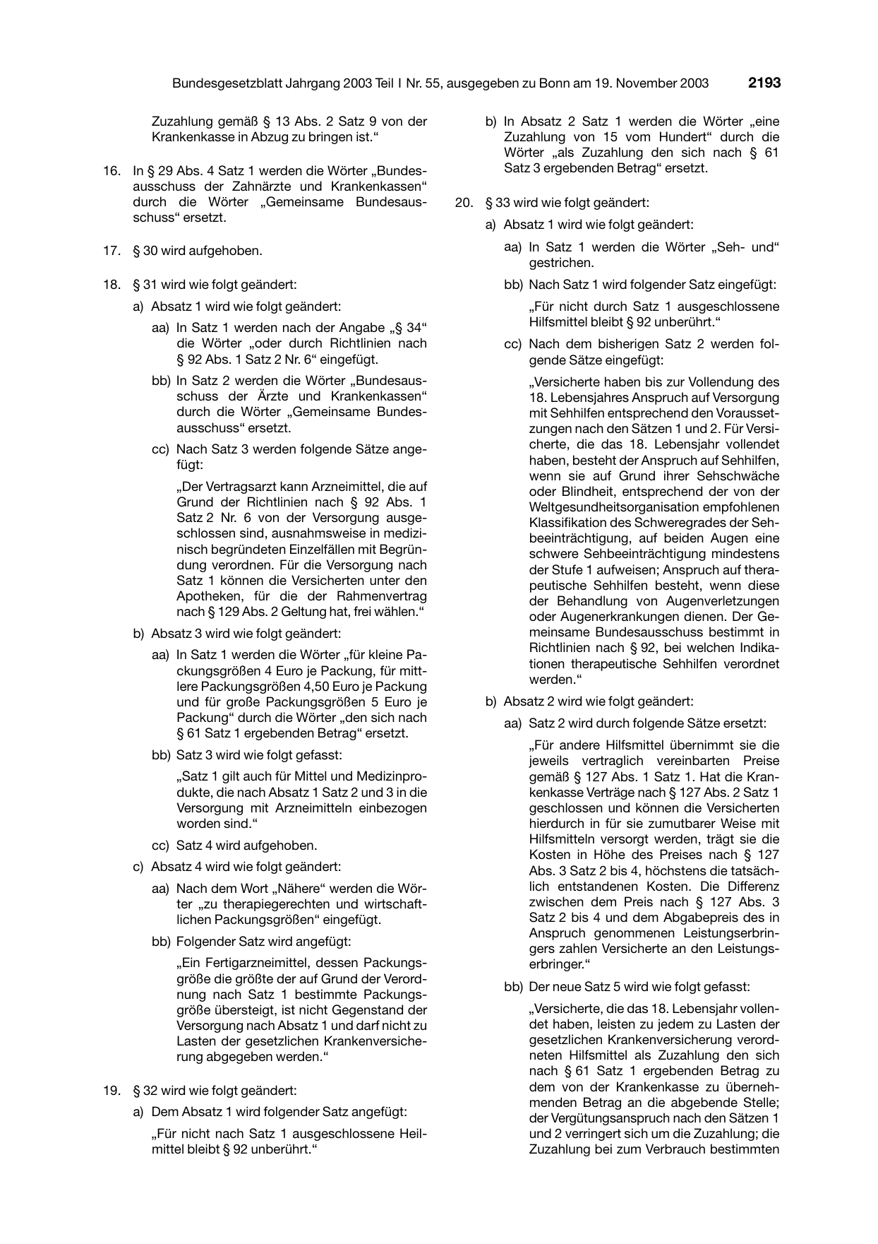 BGBl. 2003, Seite 2193 — Originalseite als Abbildung