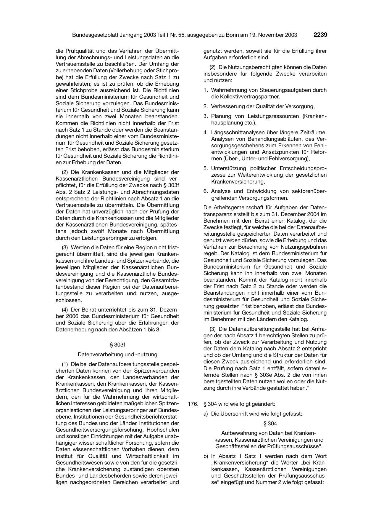 BGBl. 2003, Seite 2239 — Originalseite als Abbildung