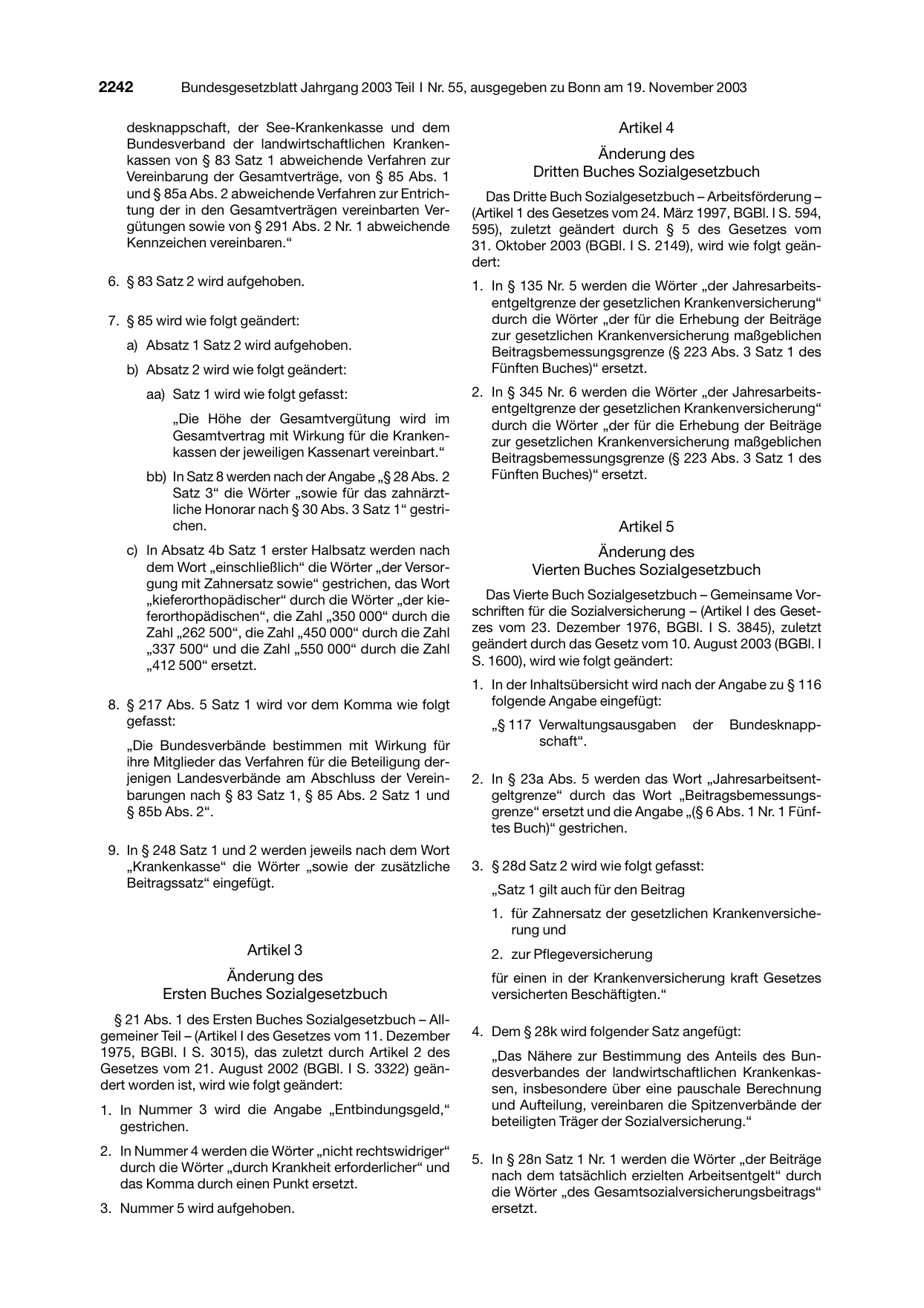 BGBl. 2003, Seite 2242 — Originalseite als Abbildung