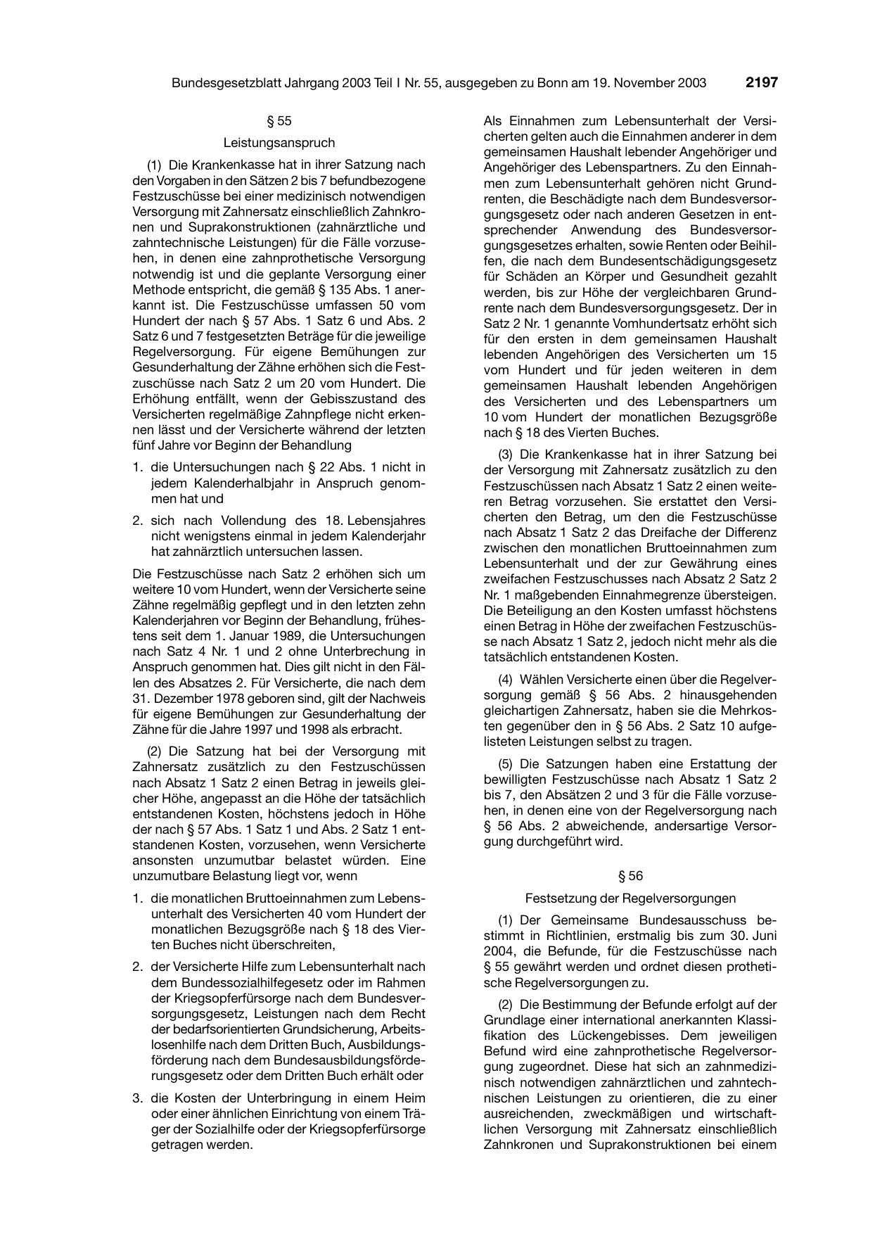 BGBl. 2003, Seite 2197 — Originalseite als Abbildung