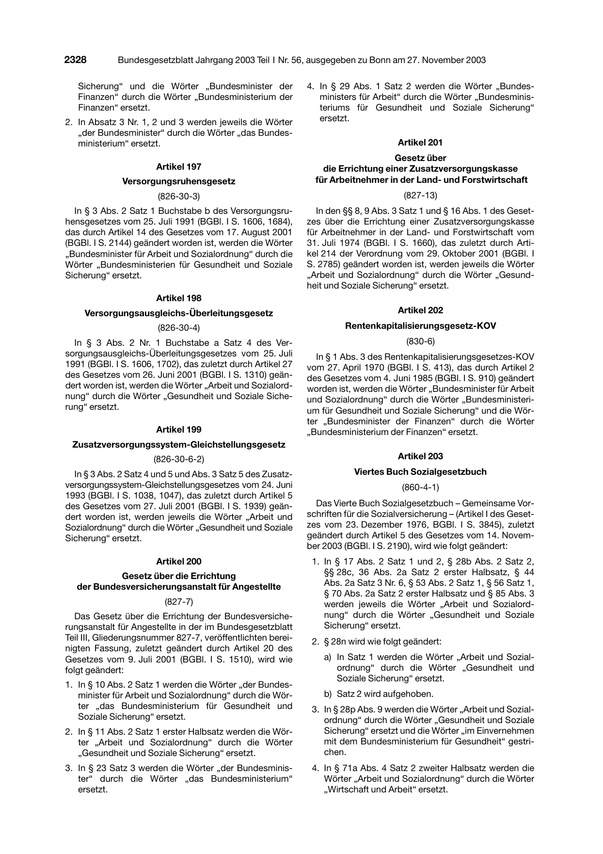 BGBl. 2003, Seite 2328 — Originalseite als Abbildung
