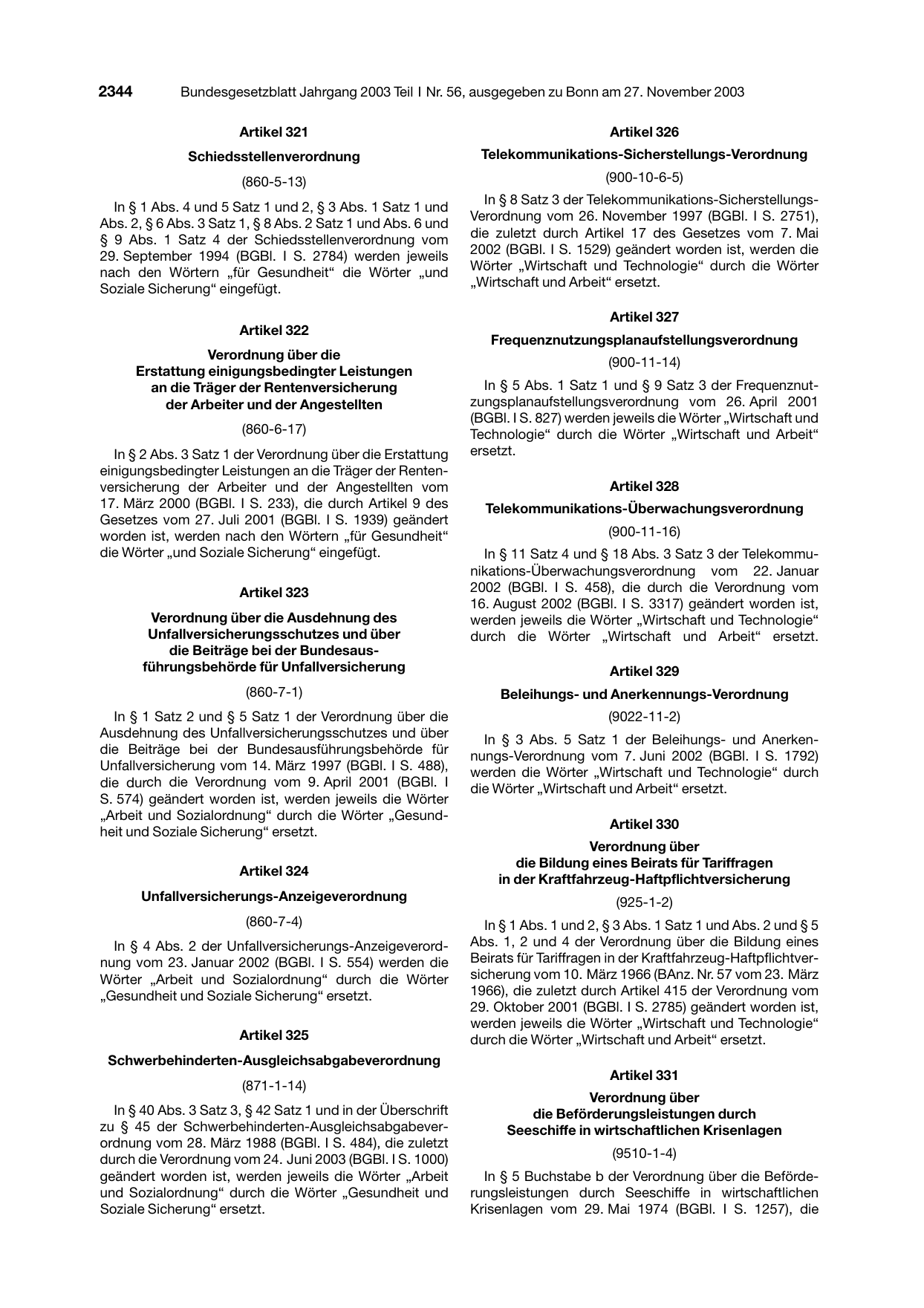 BGBl. 2003, Seite 2344 — Originalseite als Abbildung